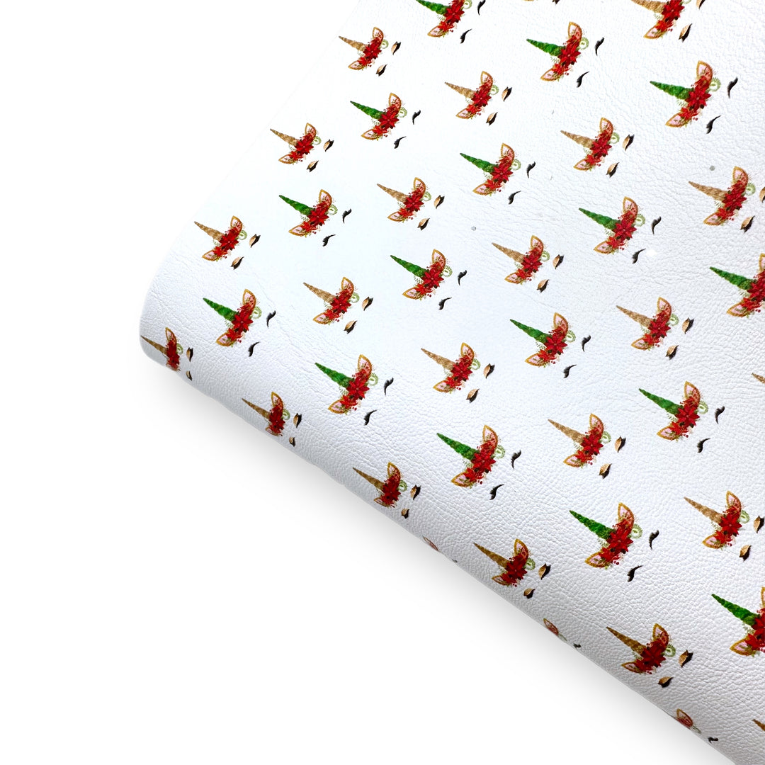 Christmas Unicorns Premium Faux Leather Fabric Sheets