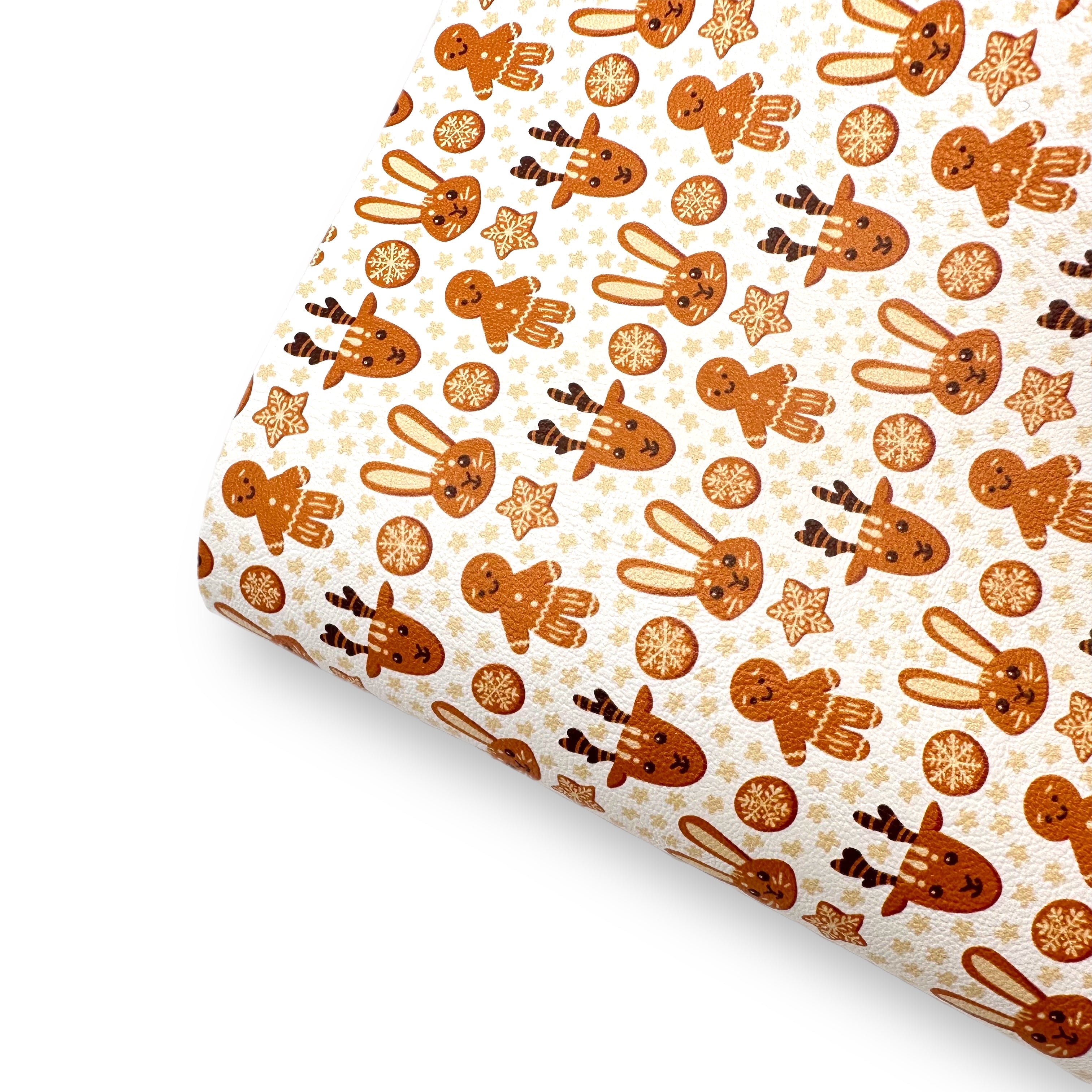 Gingerbread Friends Premium Faux Leather Fabric Sheets