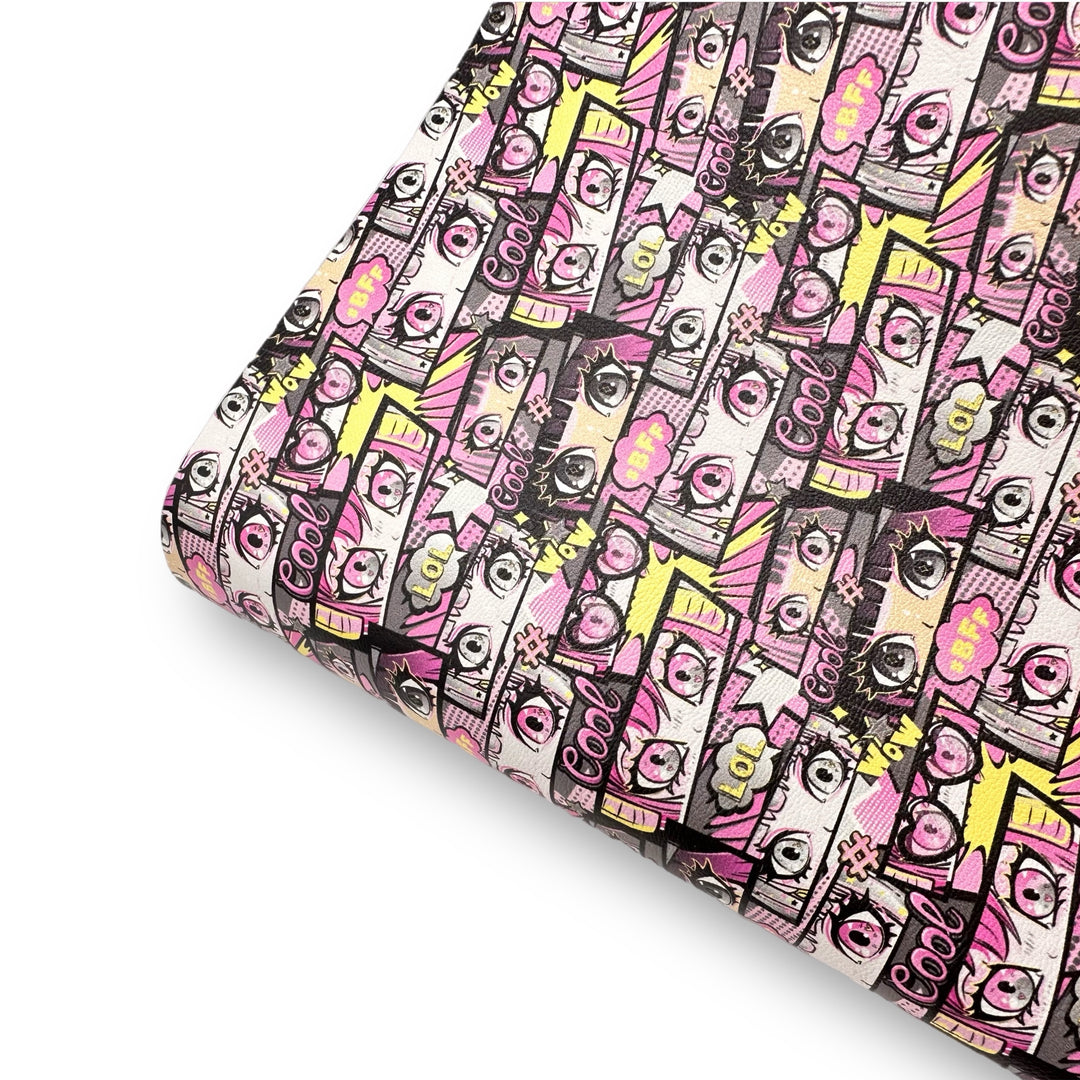 Comic Girl Premium Faux Leather Fabric