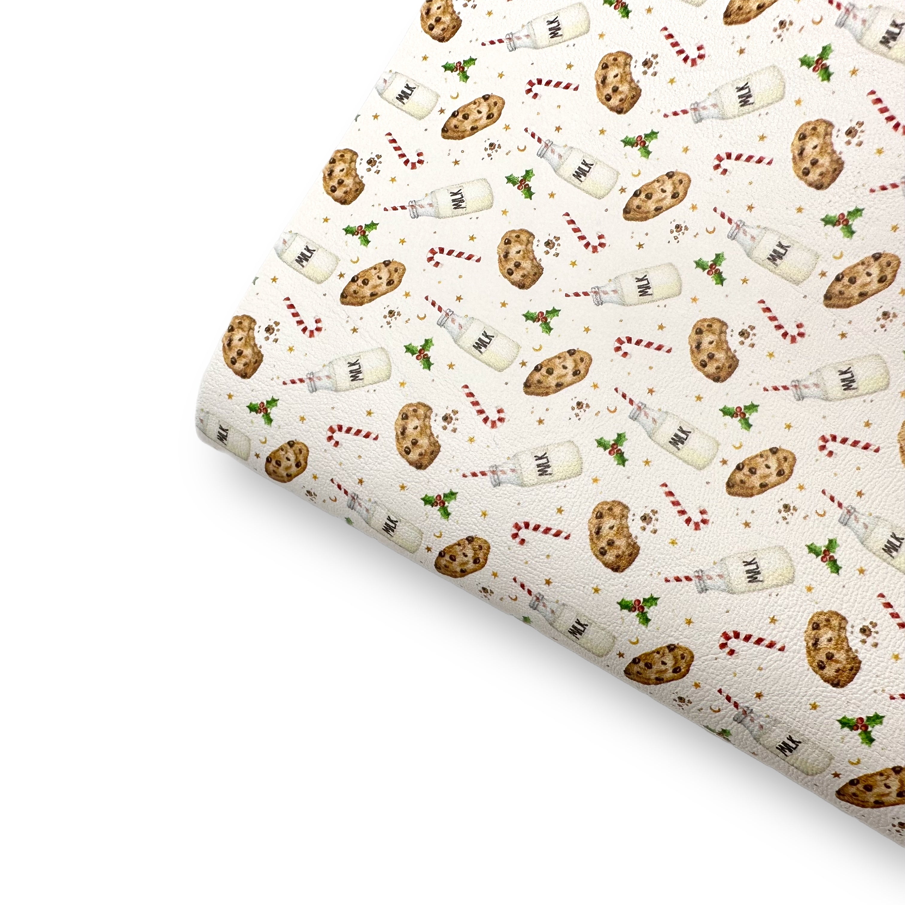 Santa's Milk and Cookies Premium Faux Leather Fabric Sheets