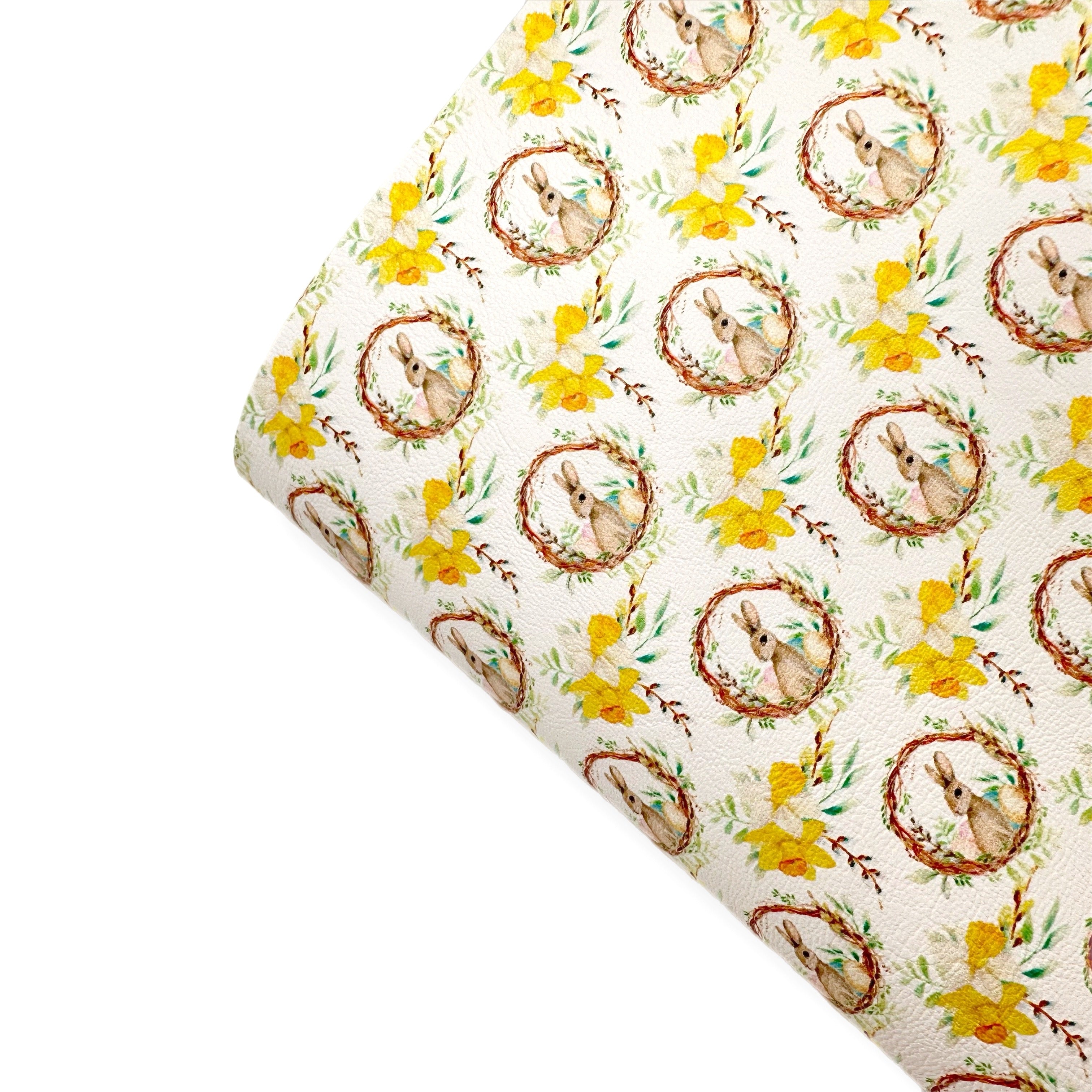 Daffodil Bunny Premium Faux Leather Fabric