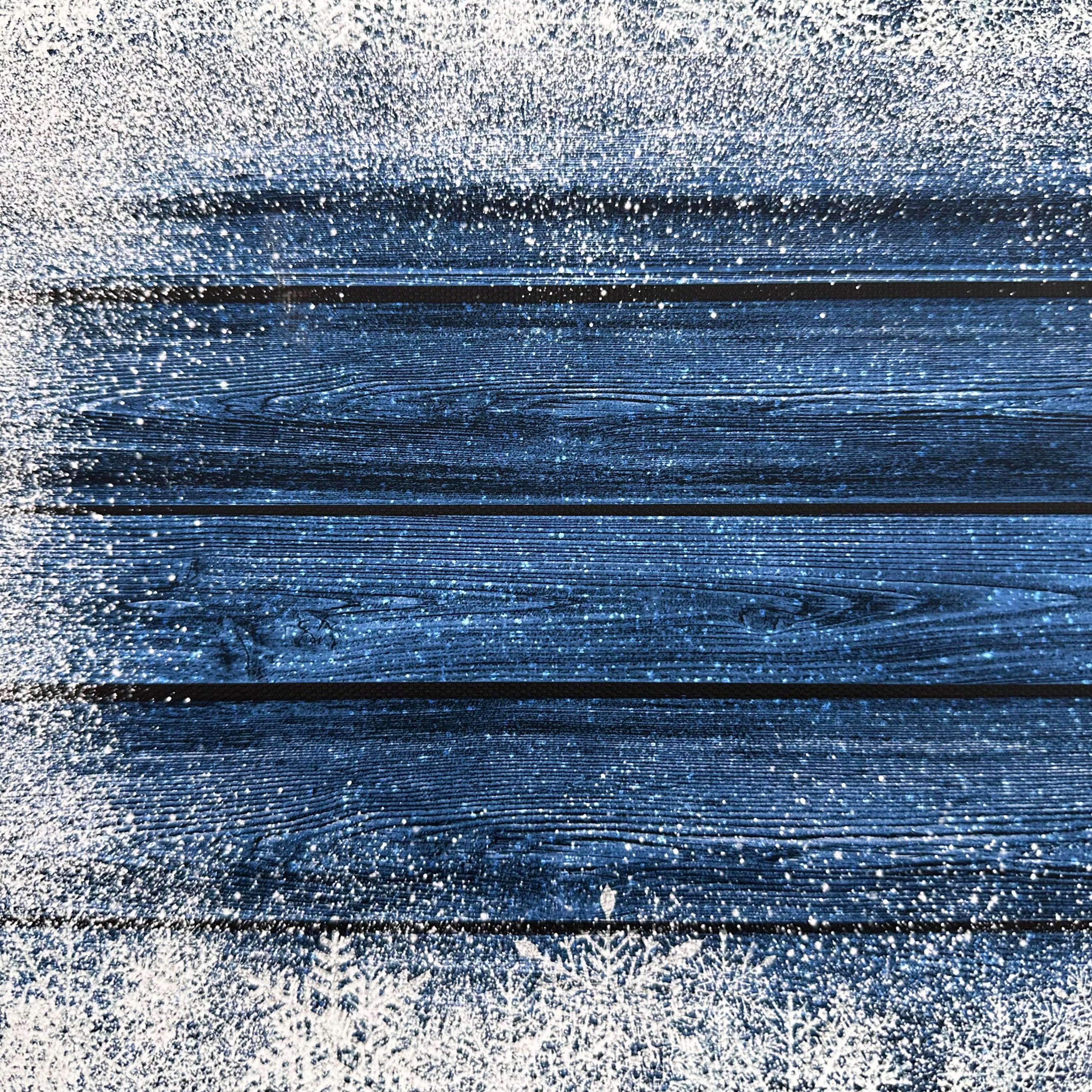 Snowy Blue Wooden effect Canvas Photography Background