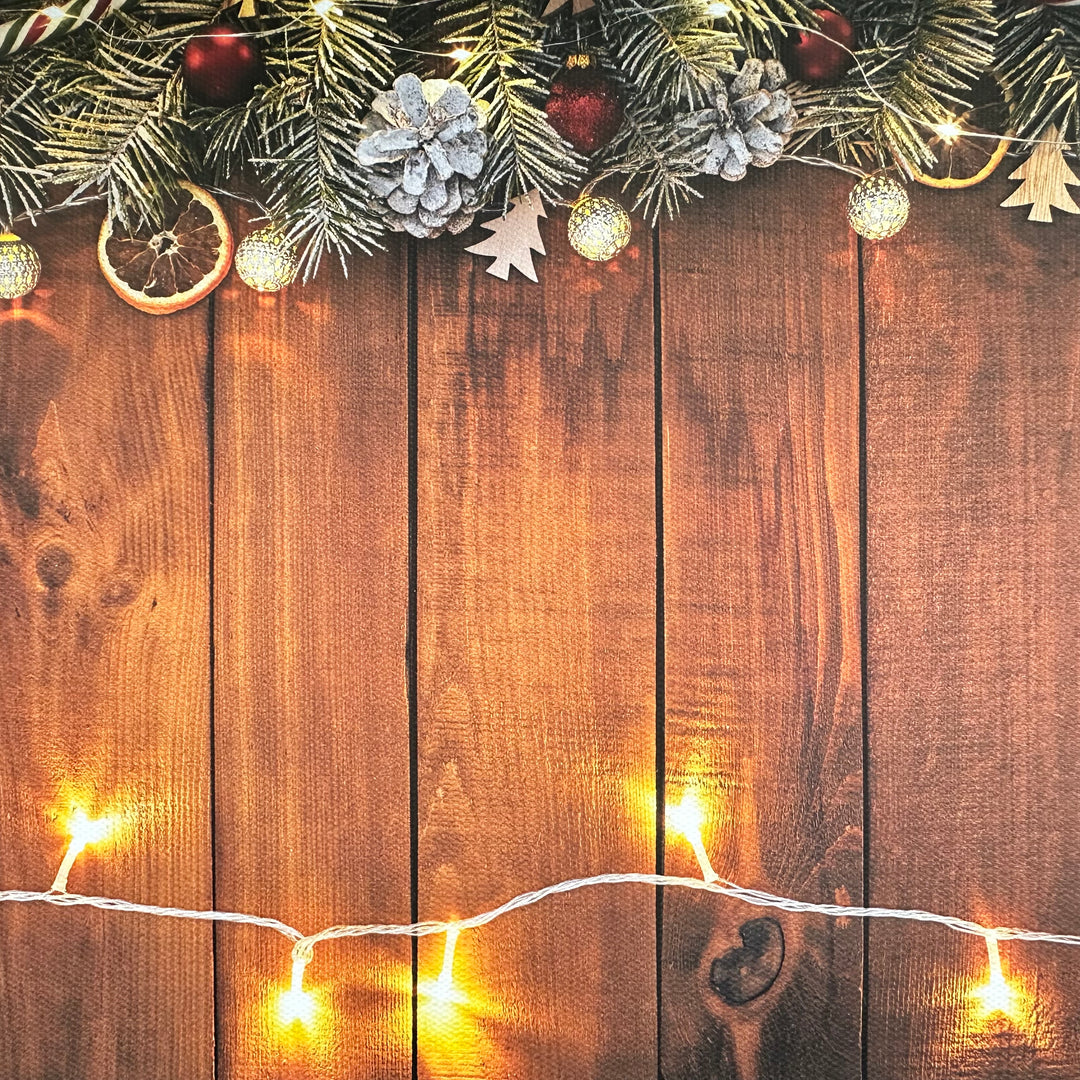 Light Up Garland Wooden Xmas Canvas Photography Background