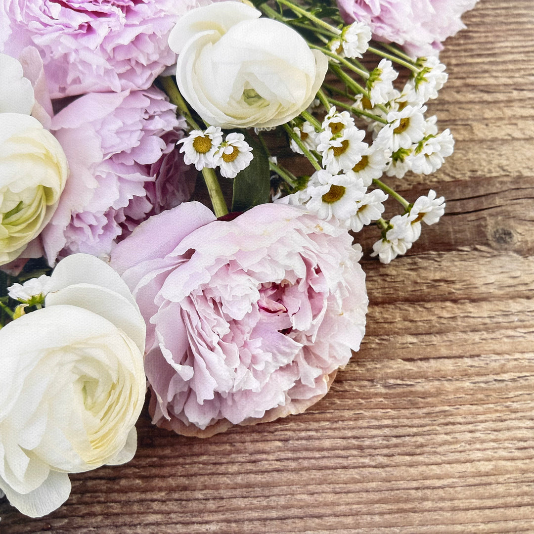 Pink peonies & White Ranunculus Floral Bouquet Canvas Photography Background