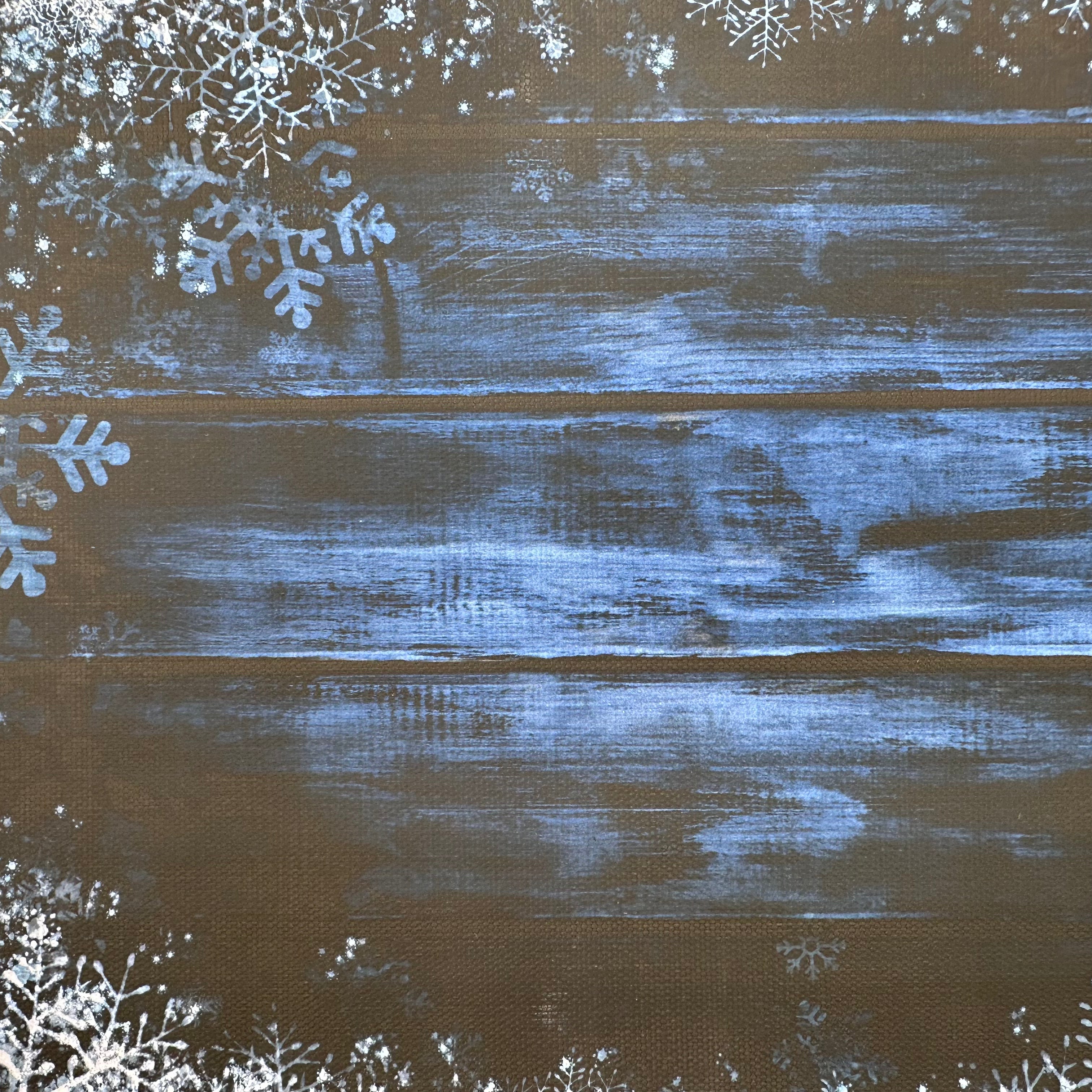 Frozen Night Wooden effect Canvas Photography Background