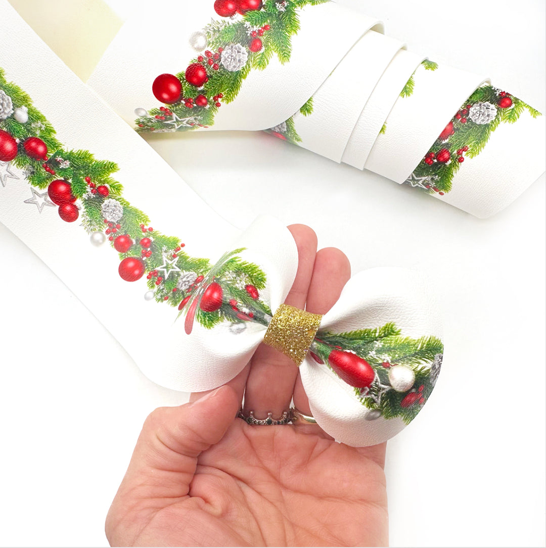 Xmas Garland Faux Leather - Mega Bow Strips