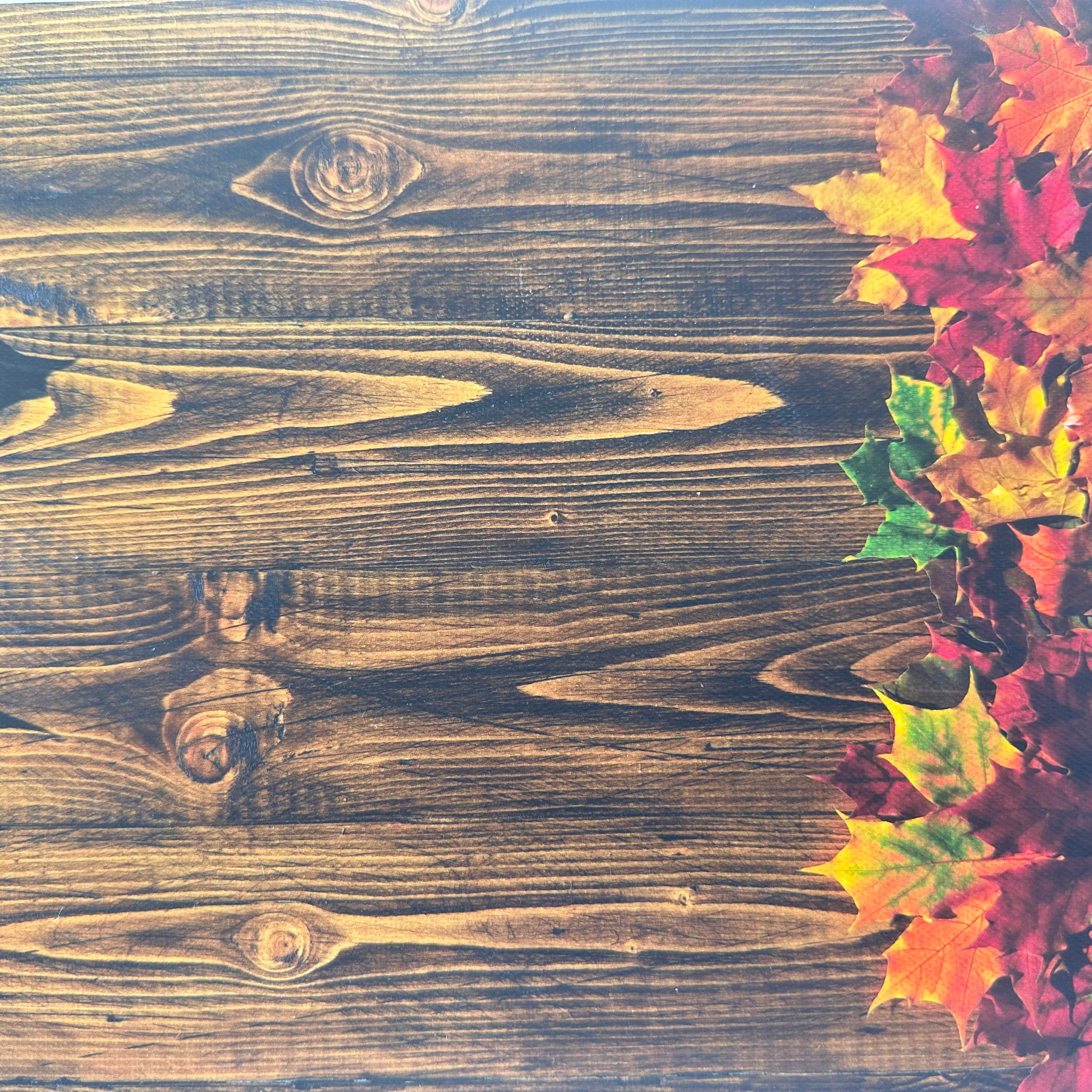 Fallen Autumn Leaves Wooden Effect Canvas Photography Background