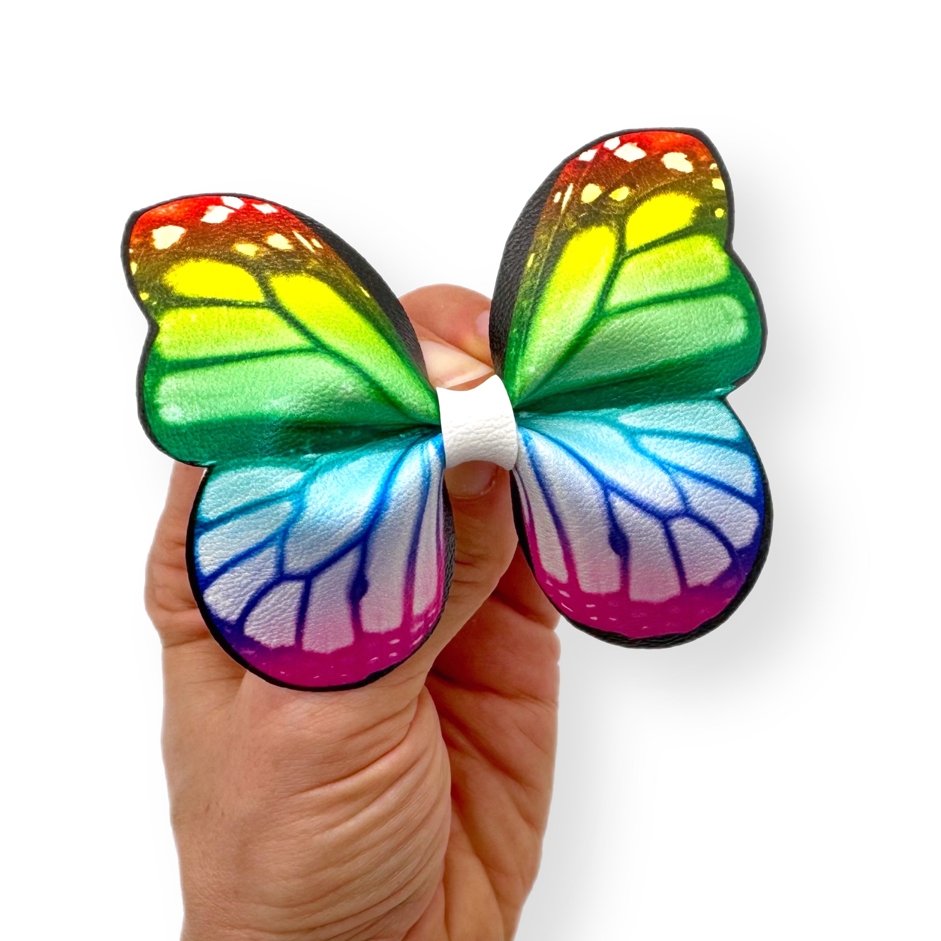 Rainbow Pixie Butterfly Pinch Bows DIY Cut Out Faux Leather Fabric Sheets