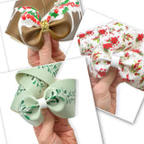 Pretty Christmas Floral Faux Leather Mega Bow Strips