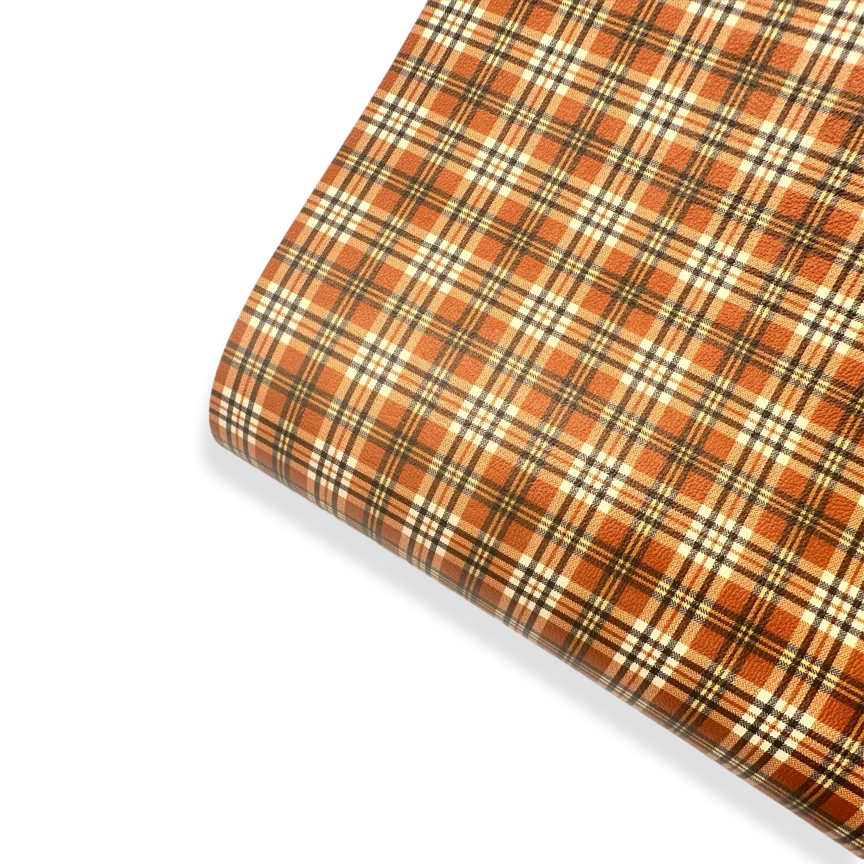 Toffee Tartan Premium Faux Leather Fabric