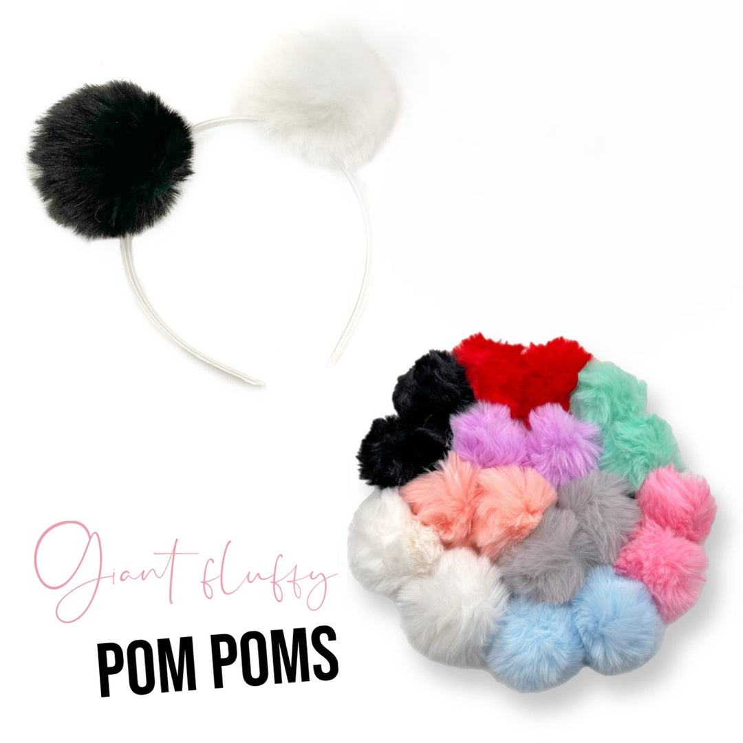 Luxury Fluffy Pom Poms with elastic Hoops 8cm