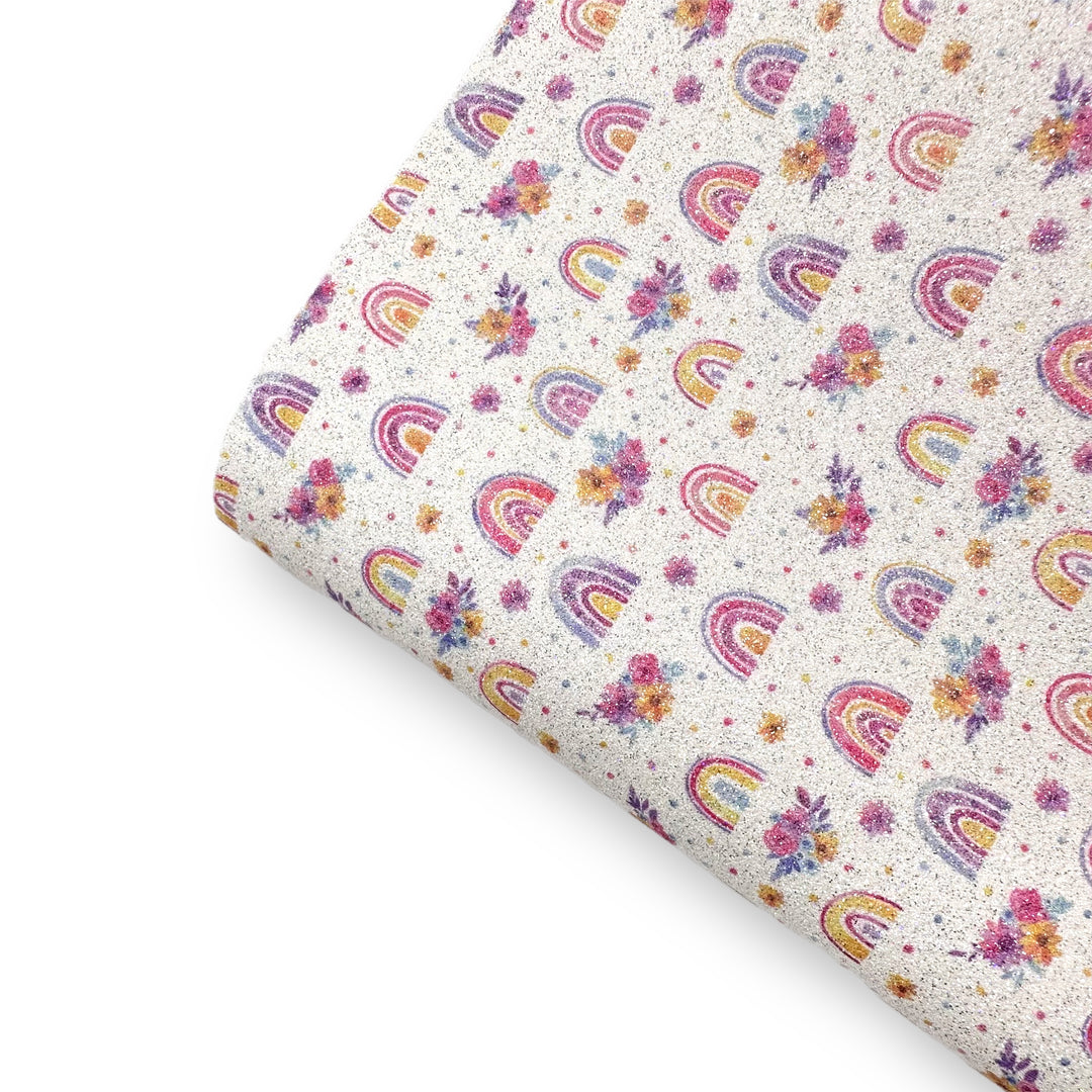 Prettiest Rainbows Printed Fine Core Glitter Fabric