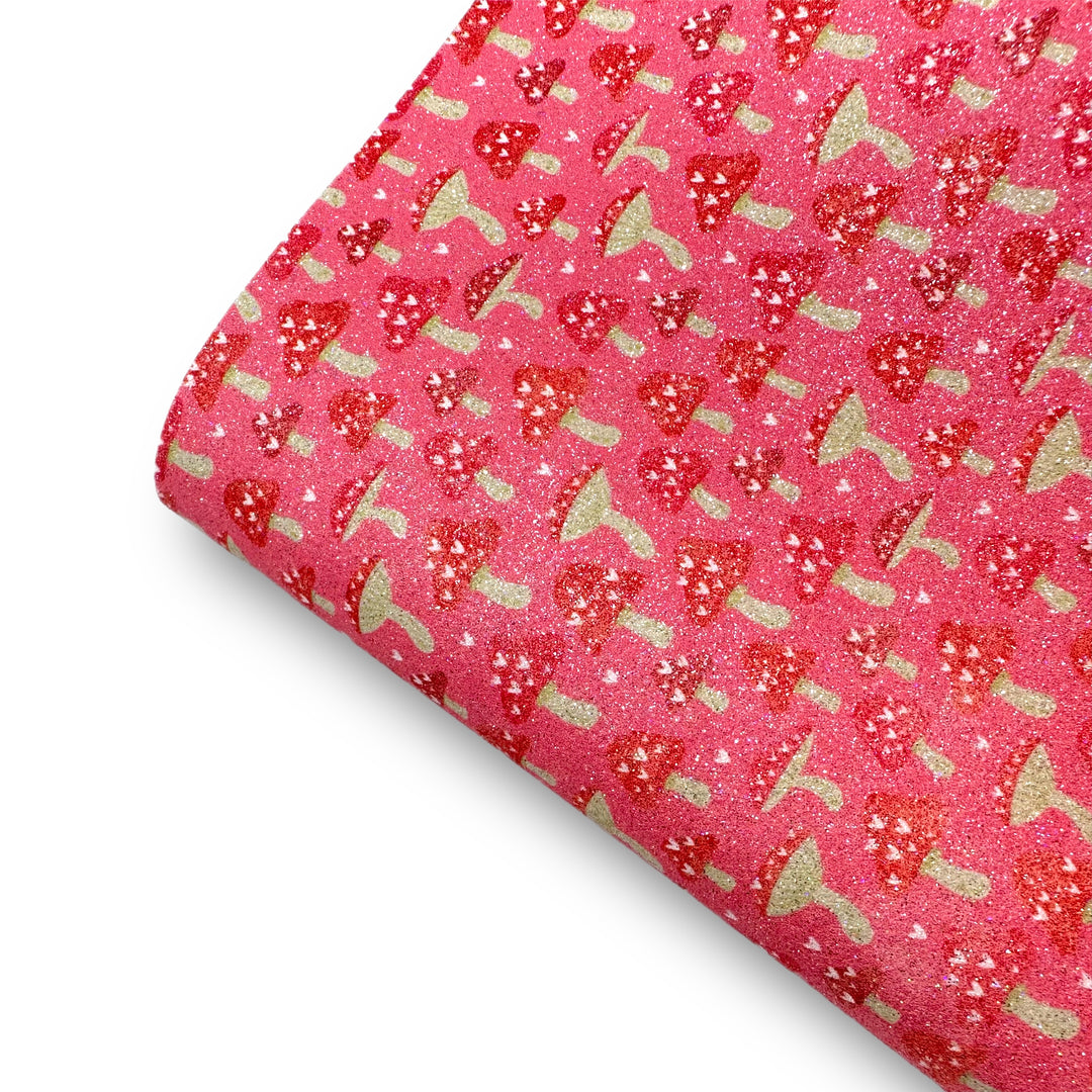 Pretty Toadstools Printed Fine Core Glitter Fabric