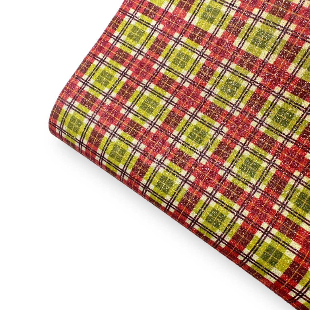 Harvest Tartan Check Printed Fine Core Glitter Fabric