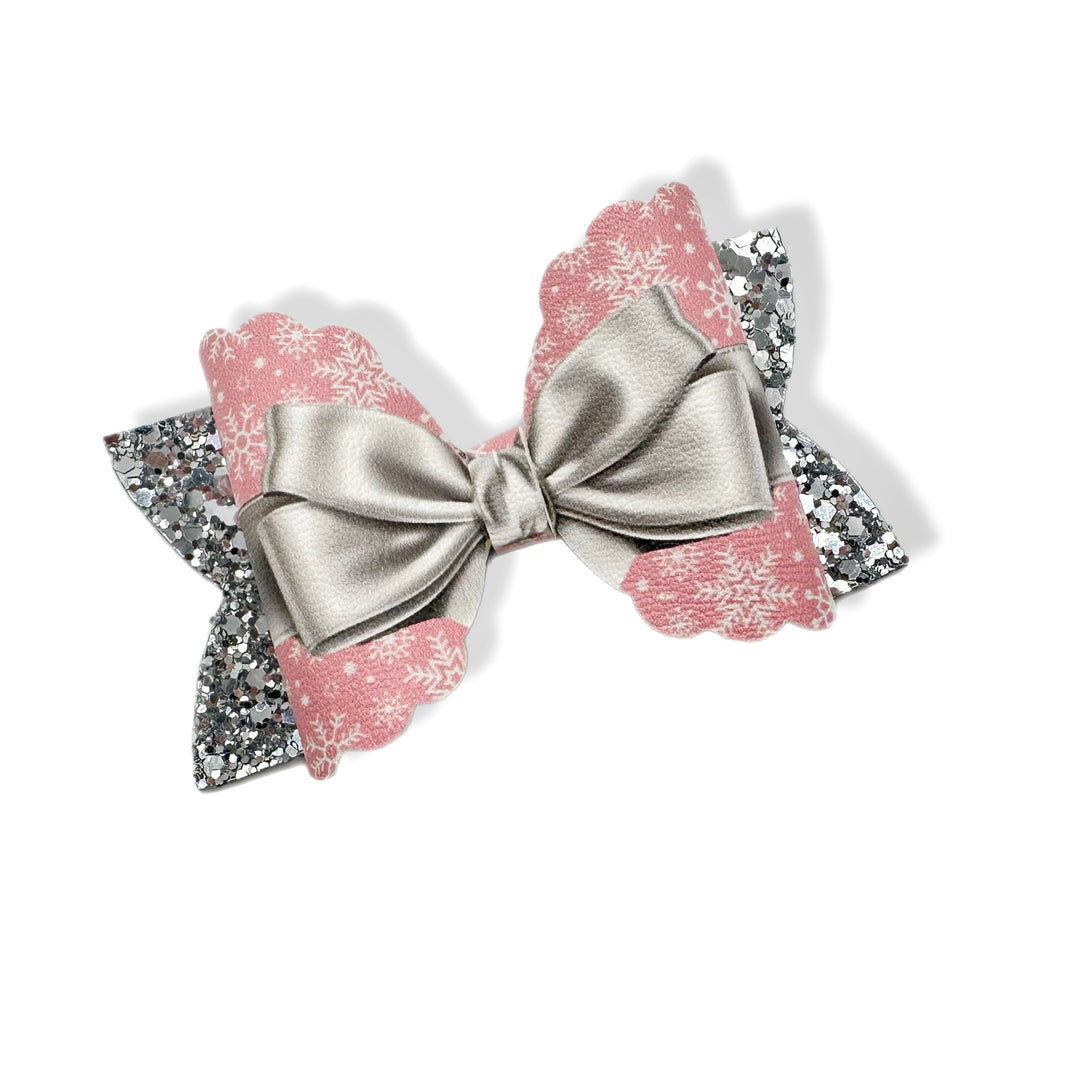 Gift wrapped with a bow Pink & Silver 3.5” | Pre Cut DIY Hair Bow Loops