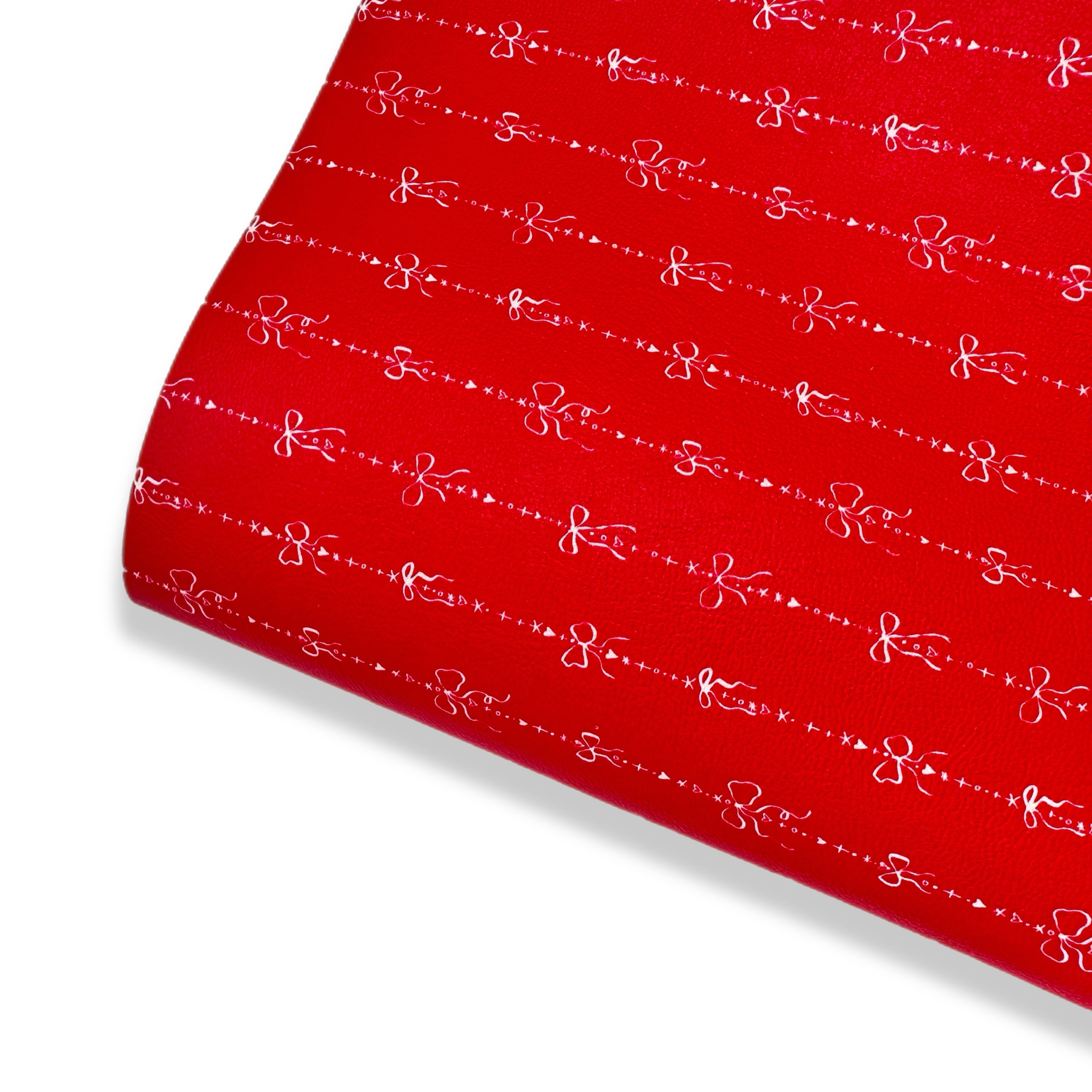 Red Bows Premium Faux Leather Fabric