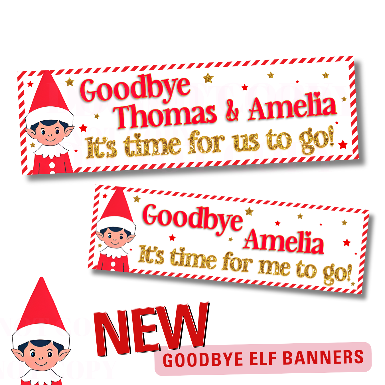 Elf Goodbye Personalised Faux Leather Banner