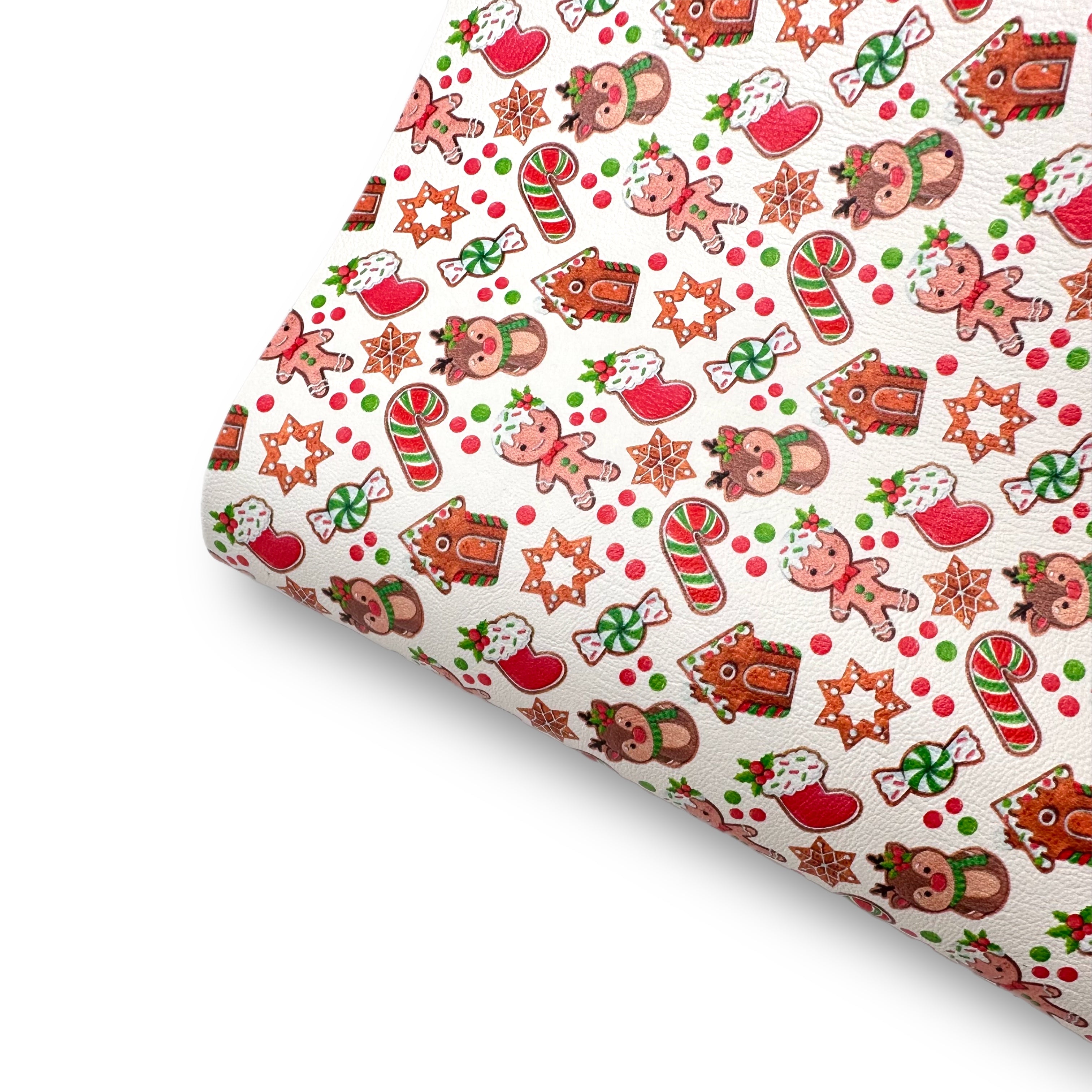 Cute Cookie Christmas Premium Faux Leather Fabric Sheets