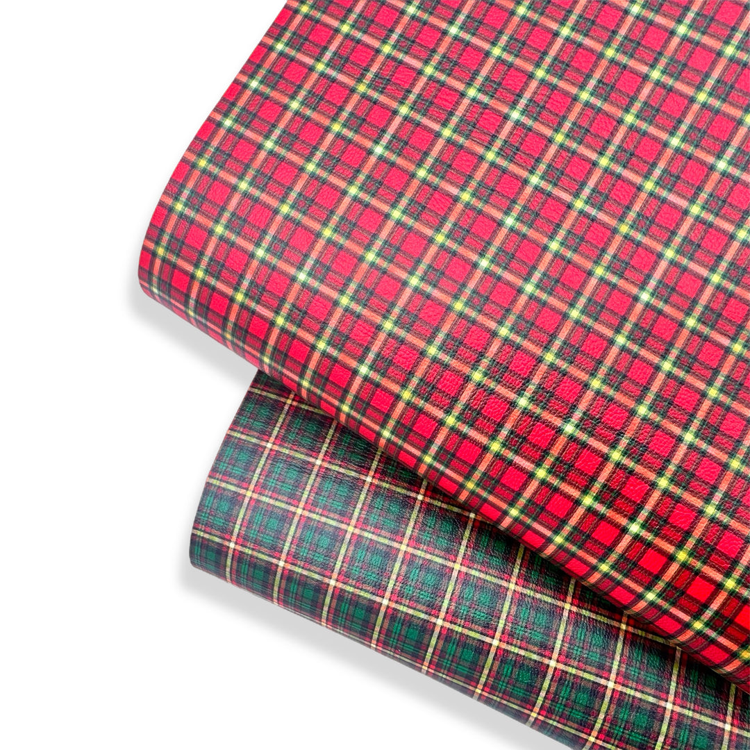 Tartan & Gold Premium Faux Leather Fabric