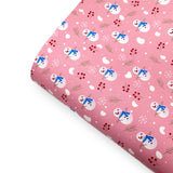 Pink Festive Snowman Premium Faux Leather Fabric Sheets