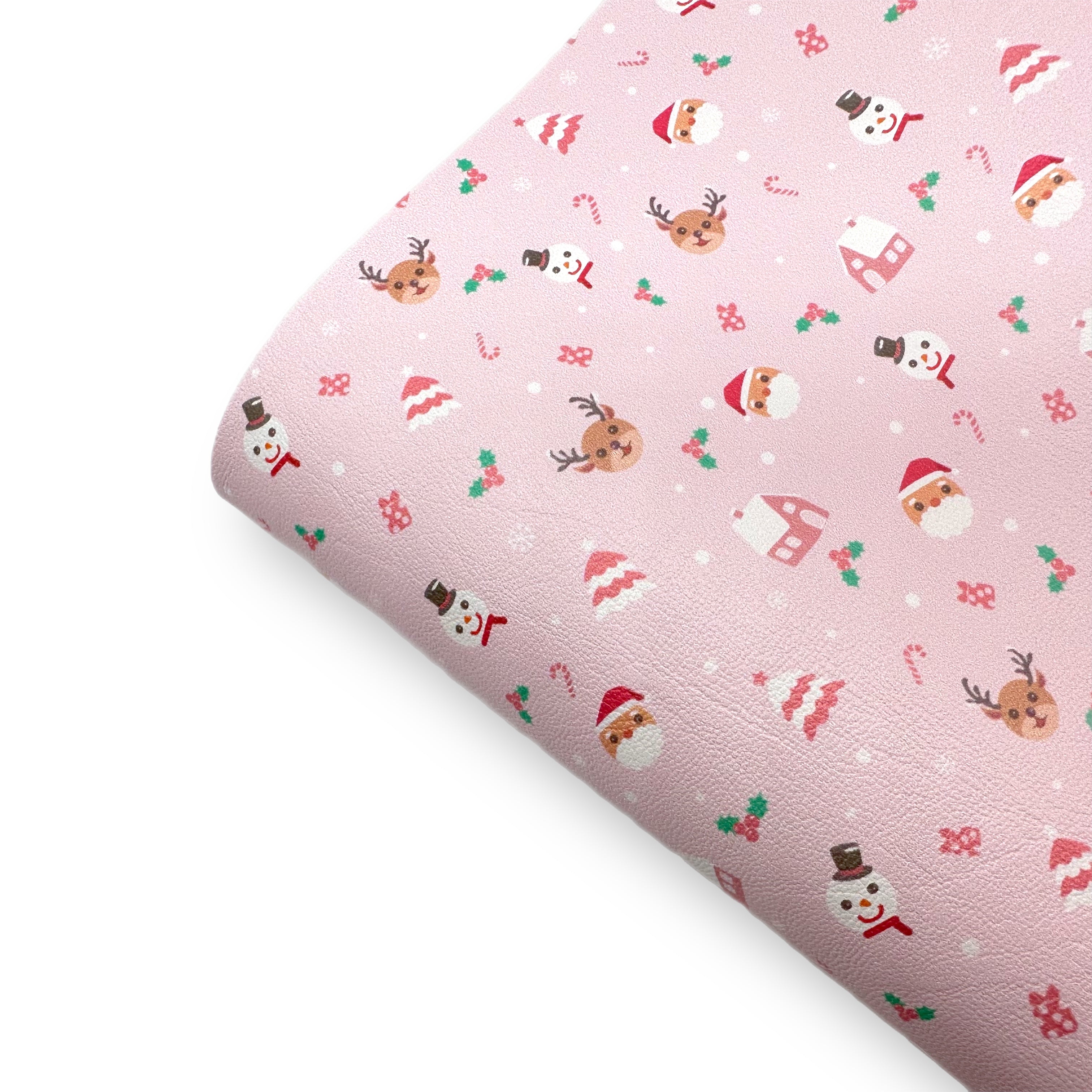 Pink Xmas Crew Premium Faux Leather Fabric Sheets