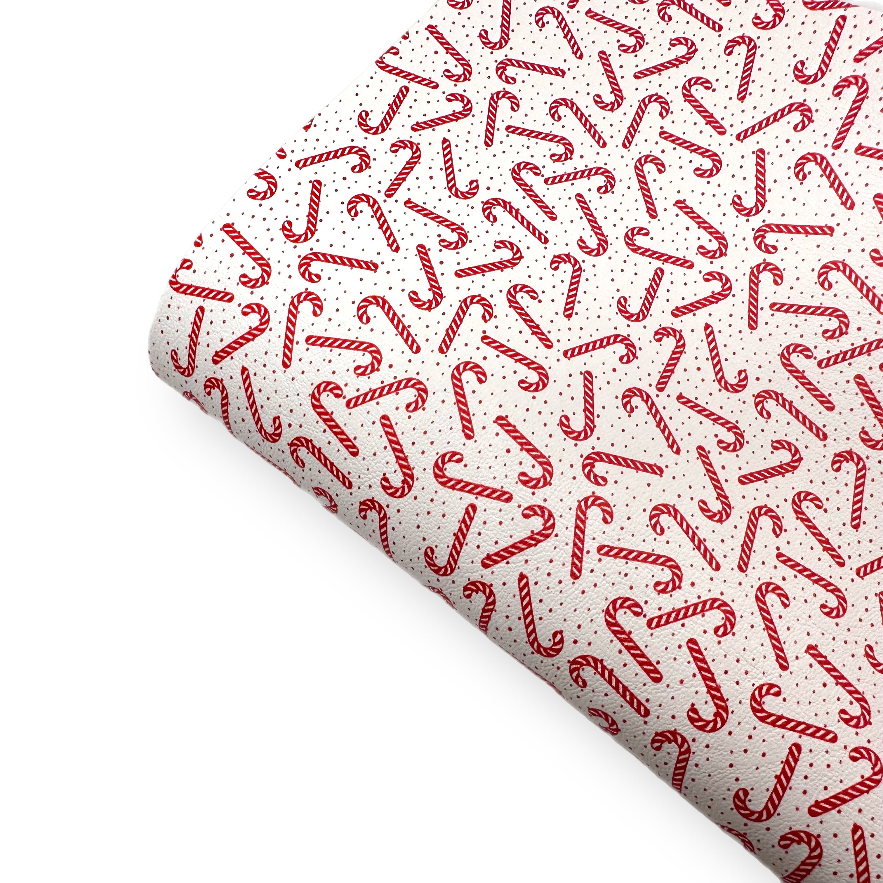 Sweet Candy Cane Premium Faux Leather Fabric Sheets