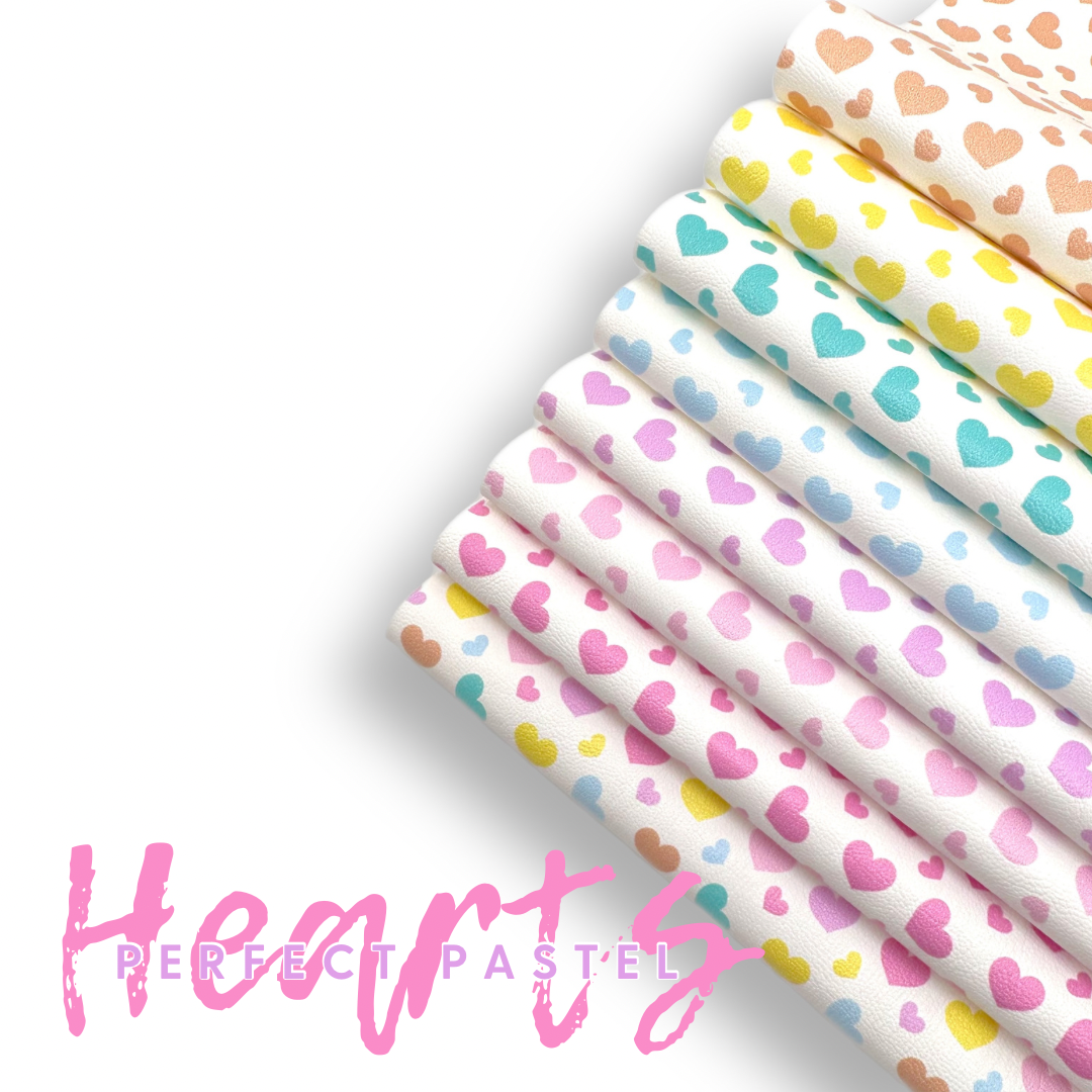 Perfect Pastel hearts Premium Faux Leather Fabric Collection