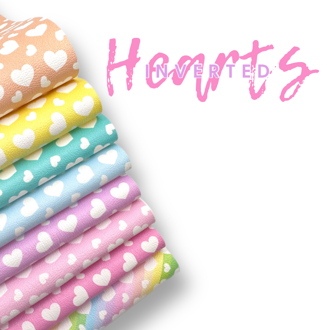 Perfect Pastel hearts Inverted Premium Faux Leather Fabric Collection