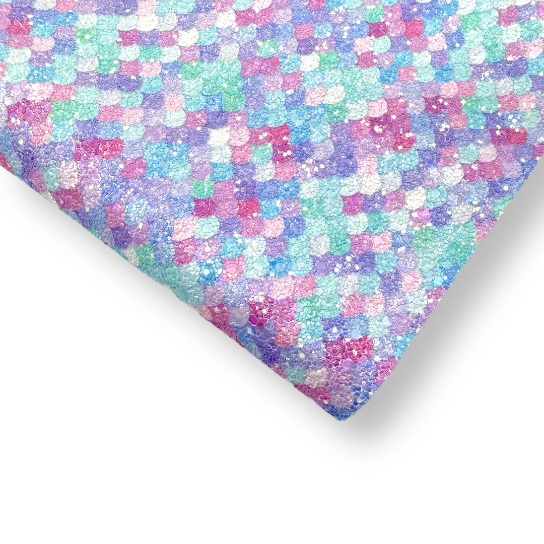 Darker Bubblegum Mermaid Scales Printed Chunky Core Glitter Fabric