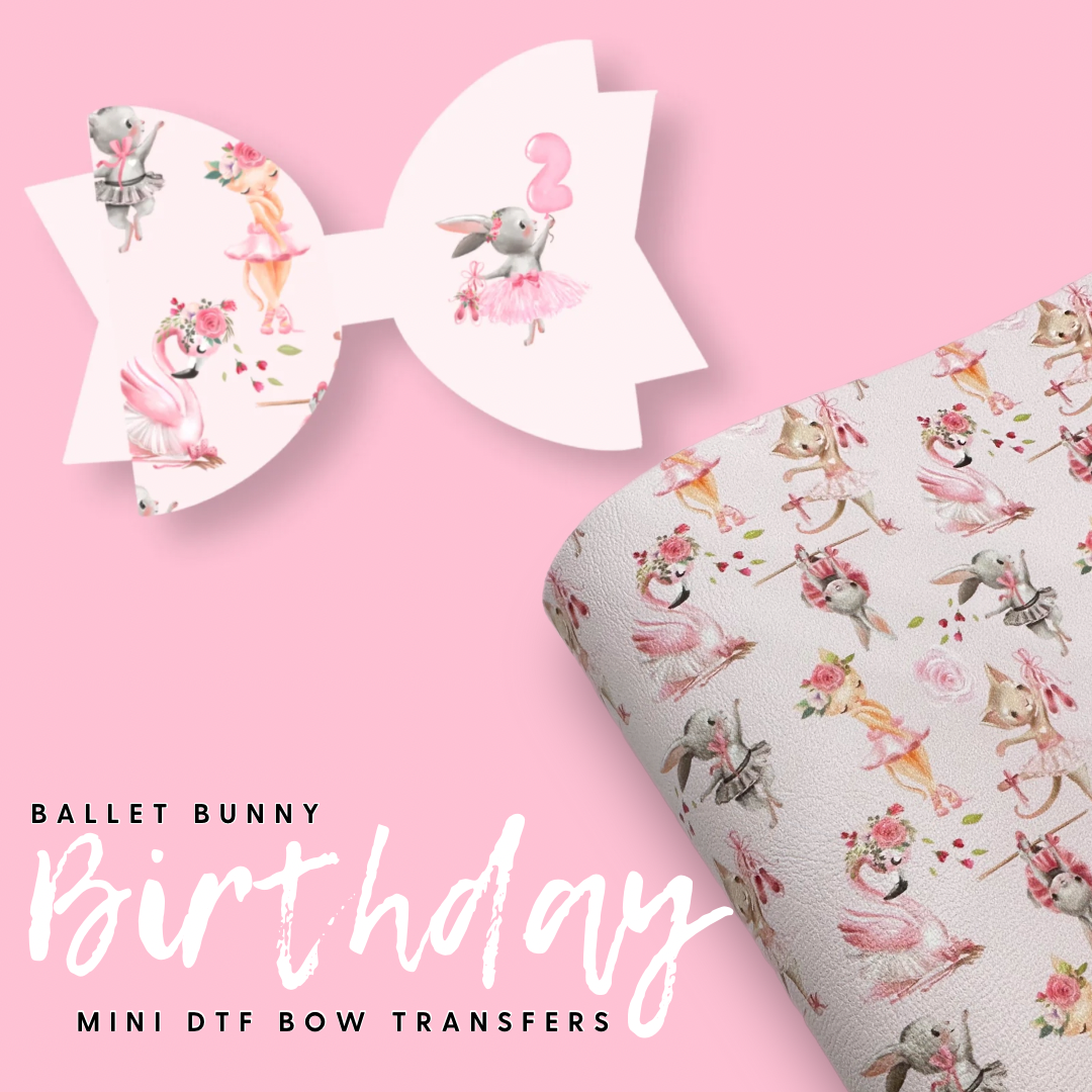 Sweet Ballet Bunny Birthday Balloon DTF Mini Transfers 1''