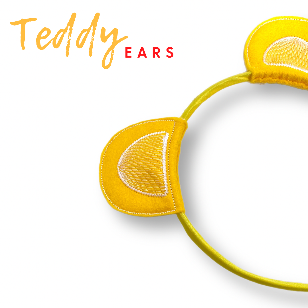 Bright Yellow Teddy Bear Headband Slider Felties