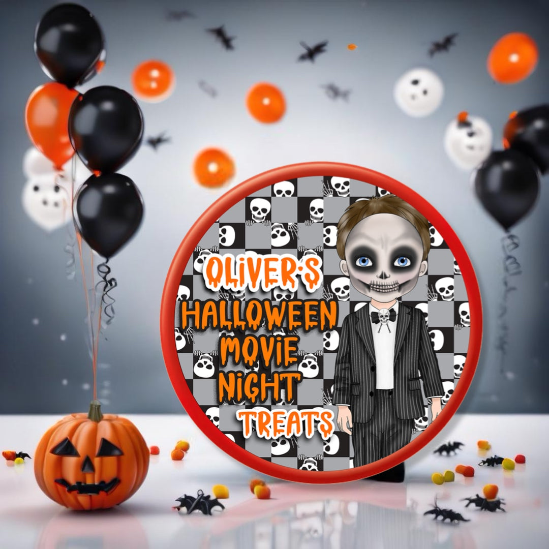 Boys Skeleton Halloween Movie Night Treats | Chocolate Tub Decal