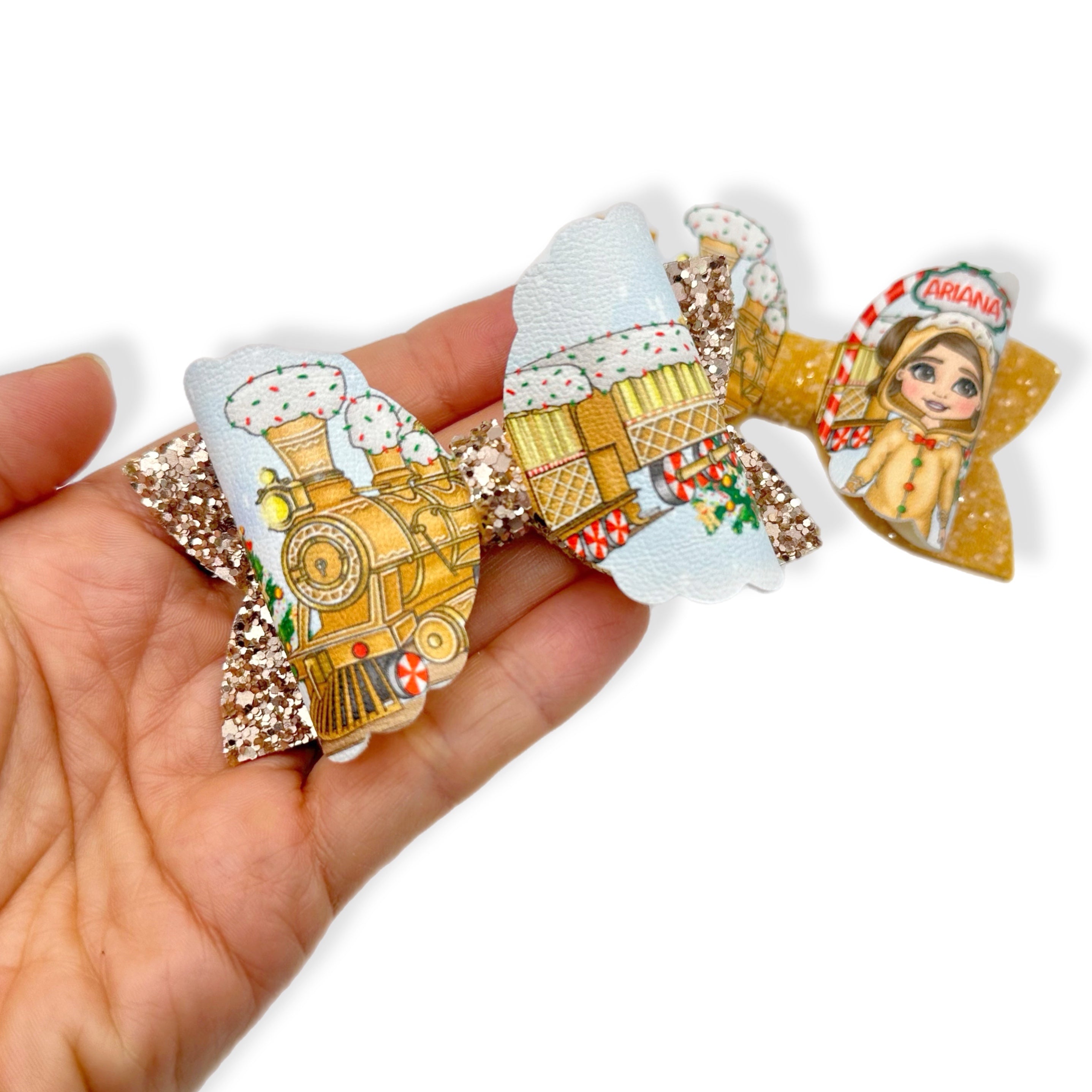 Gingerbread Christmas Express Train | 3.5” Pre Cut DIY Hair Bow Loops