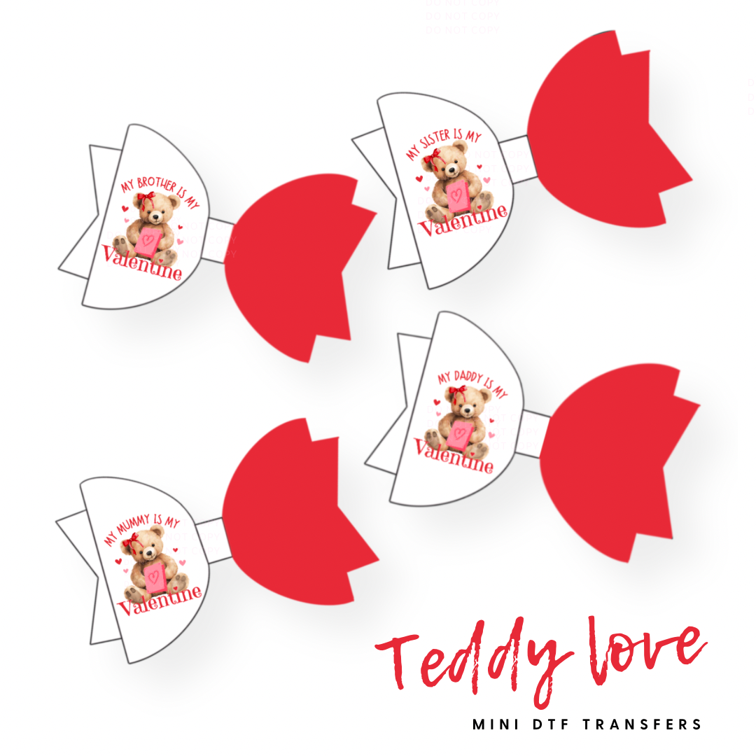 Valentines Teddy Bears DTF Mini Transfers 1''