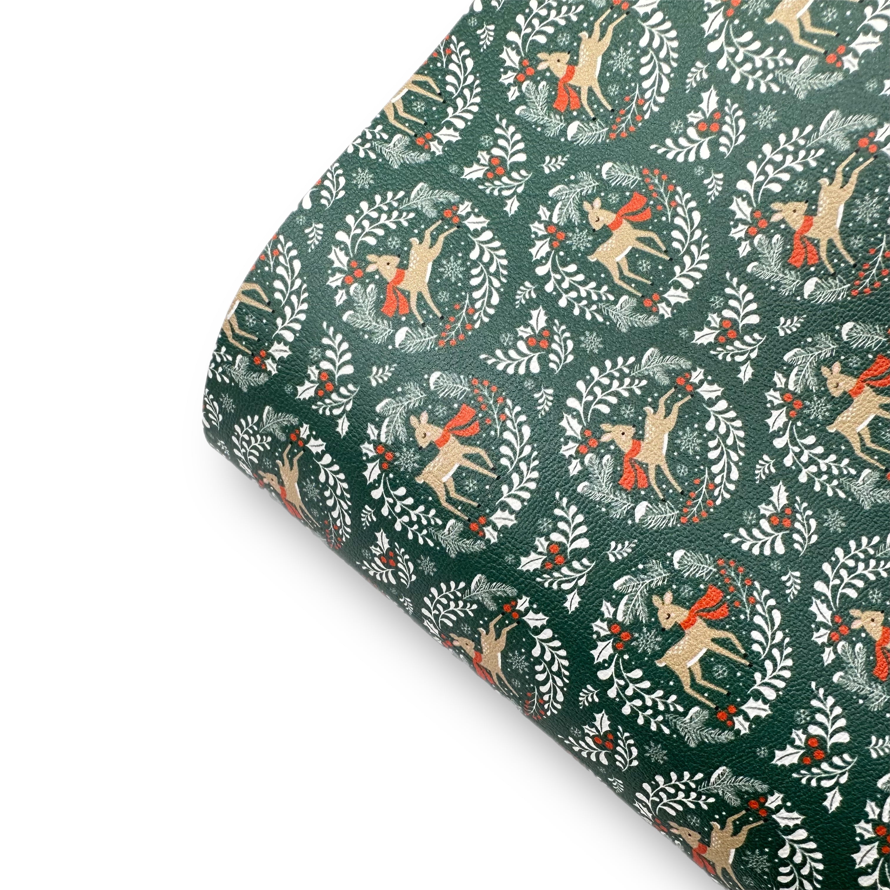 Little Winter Deer Premium Faux Leather Fabric Sheets