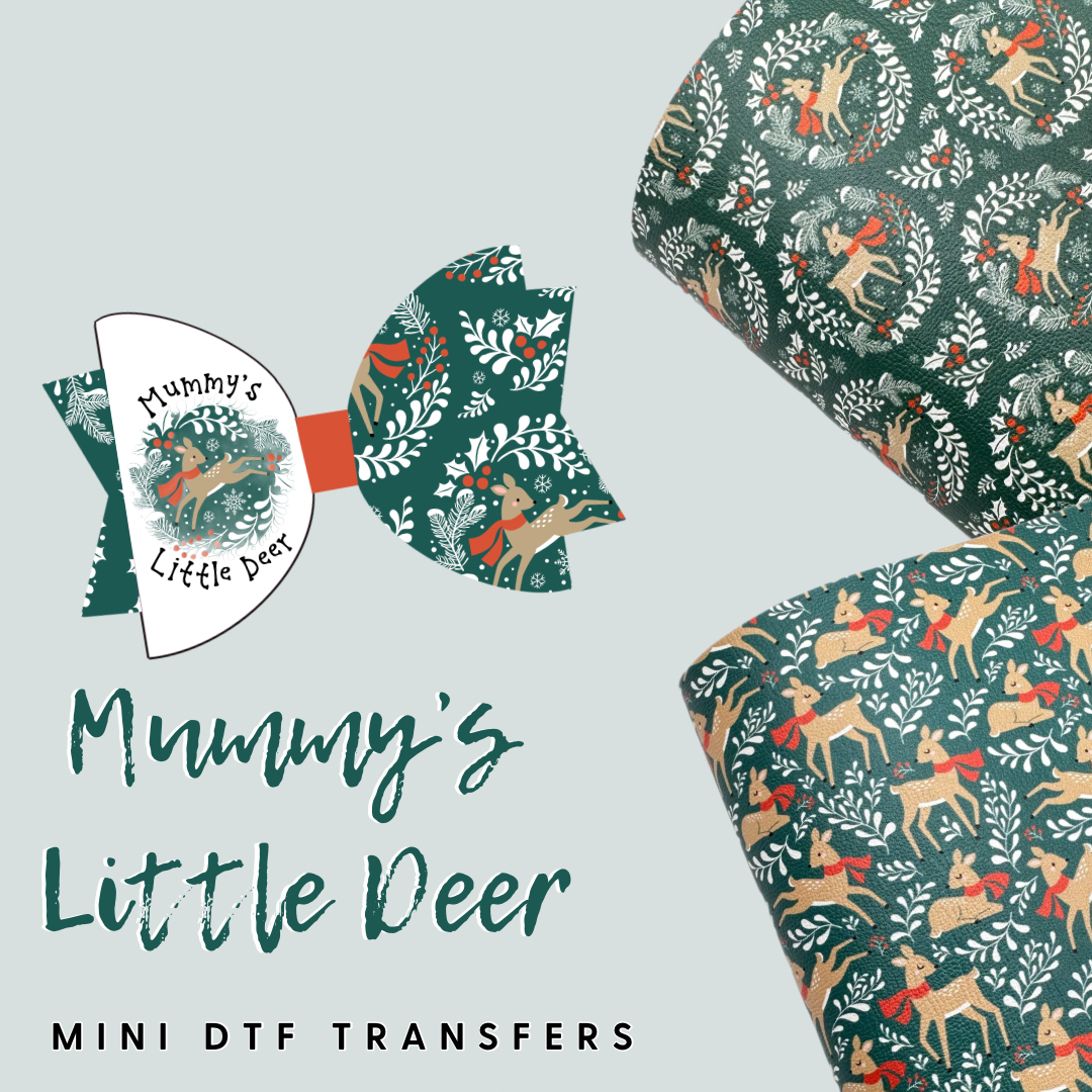 Mummy's Little Deer Winter DTF Mini Bow Transfers 1''