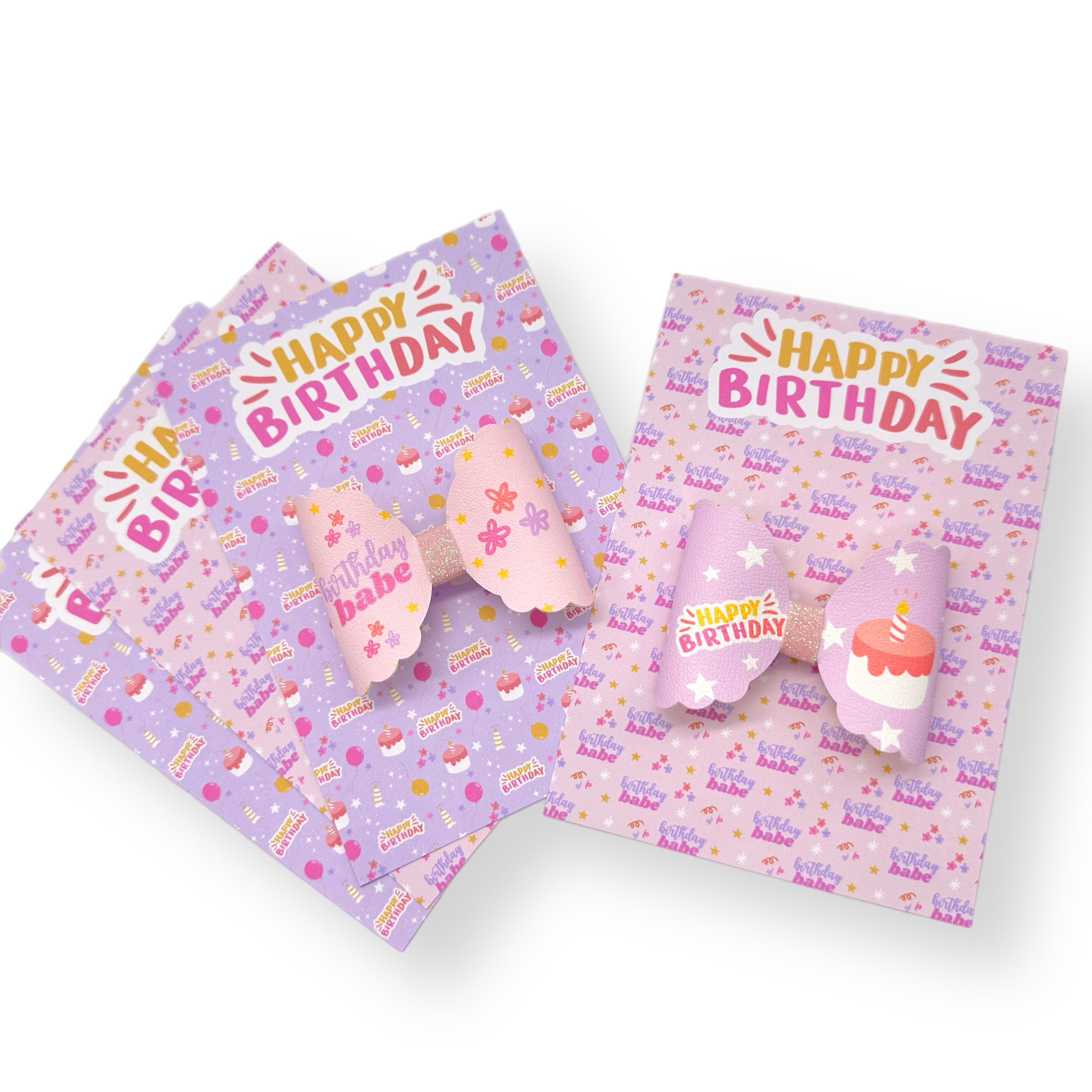 Happy Birthday Bow Cards- Pack of 4