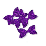 Perfect Purple Pre Cut Chunky Glitter Bow Tails & Centres 3.5”- 4 Pack