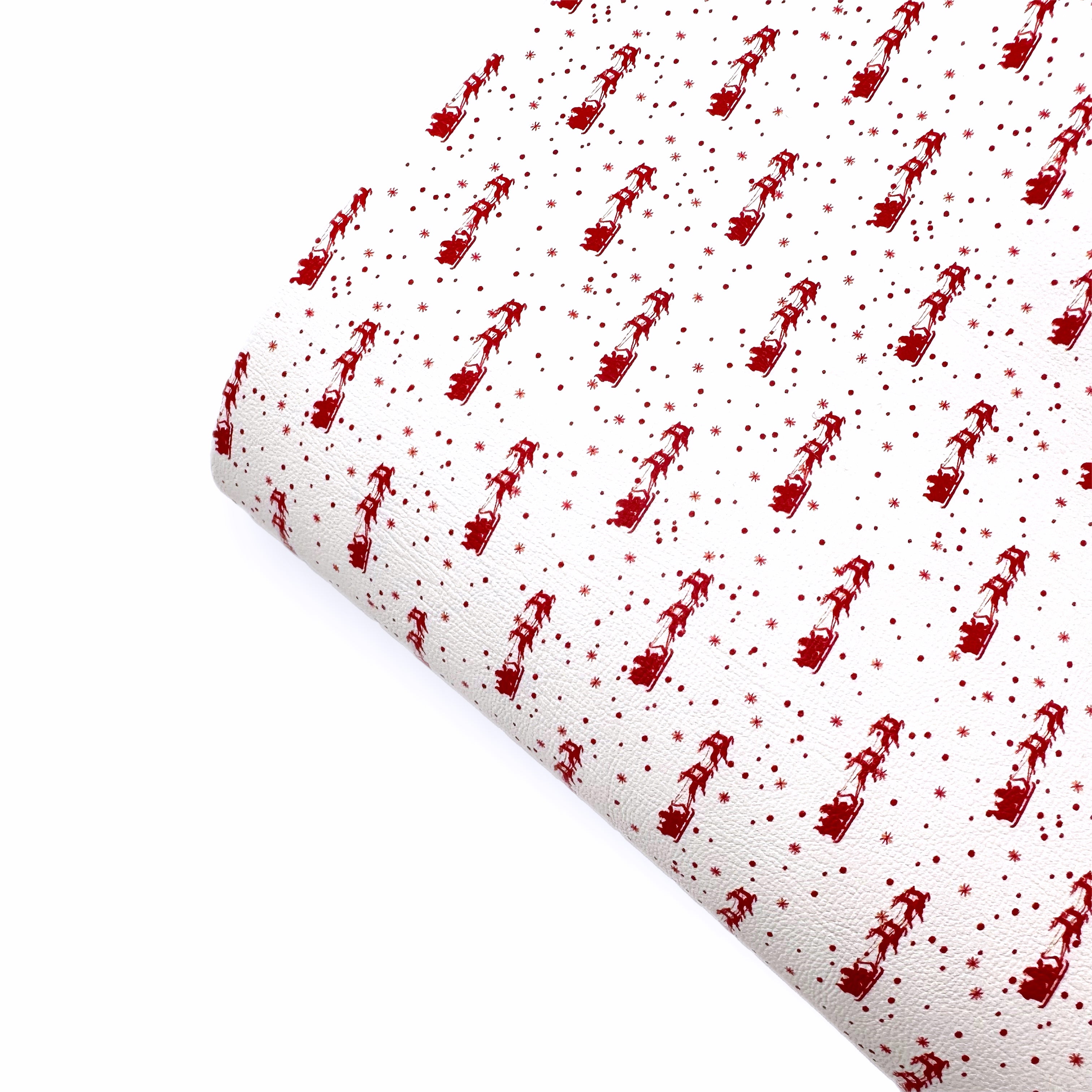 Santa’s Sleigh Premium Faux Leather Fabric Sheets
