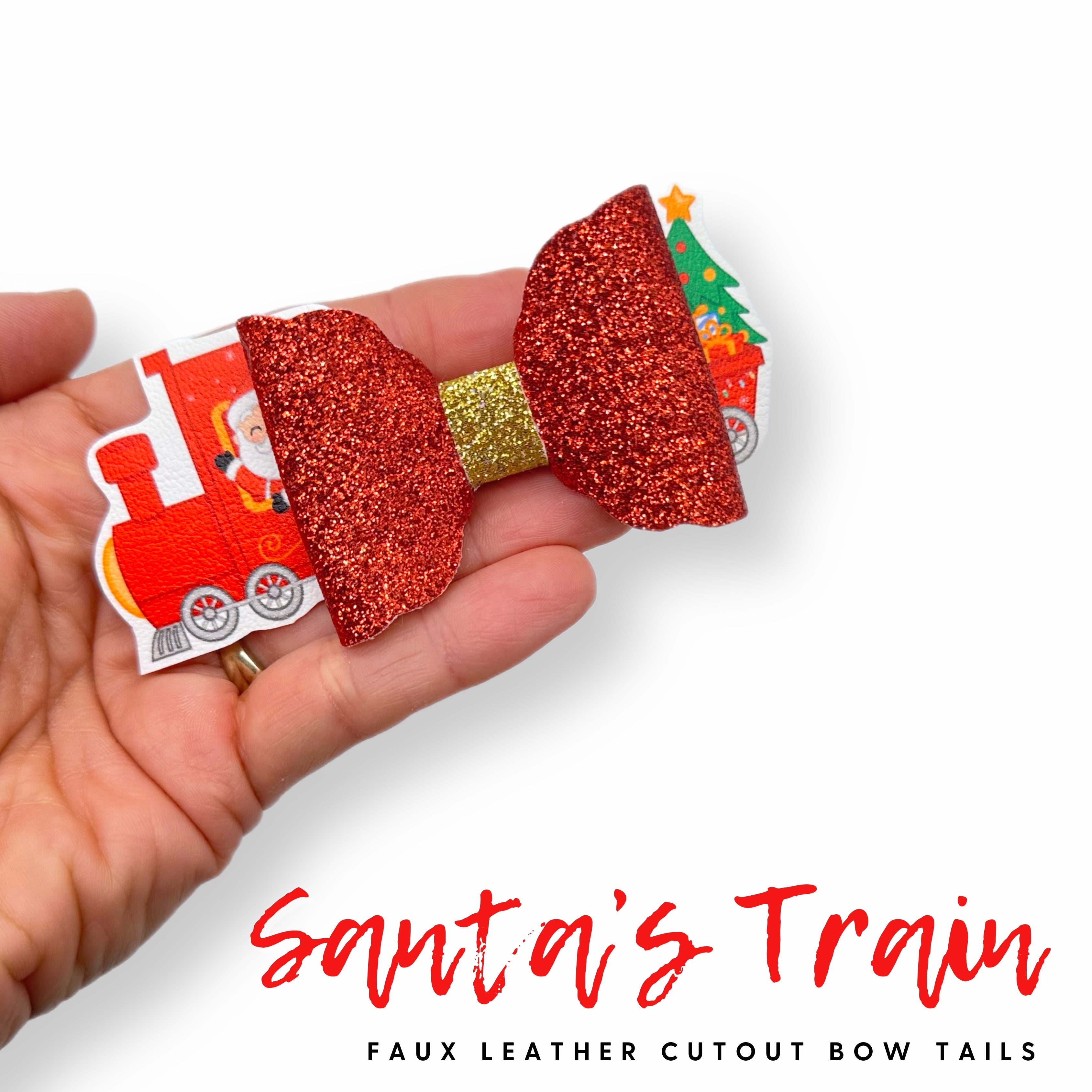 Santa Train DIY Bow Tails ONLY Faux Leather Craft Cutout Sheets