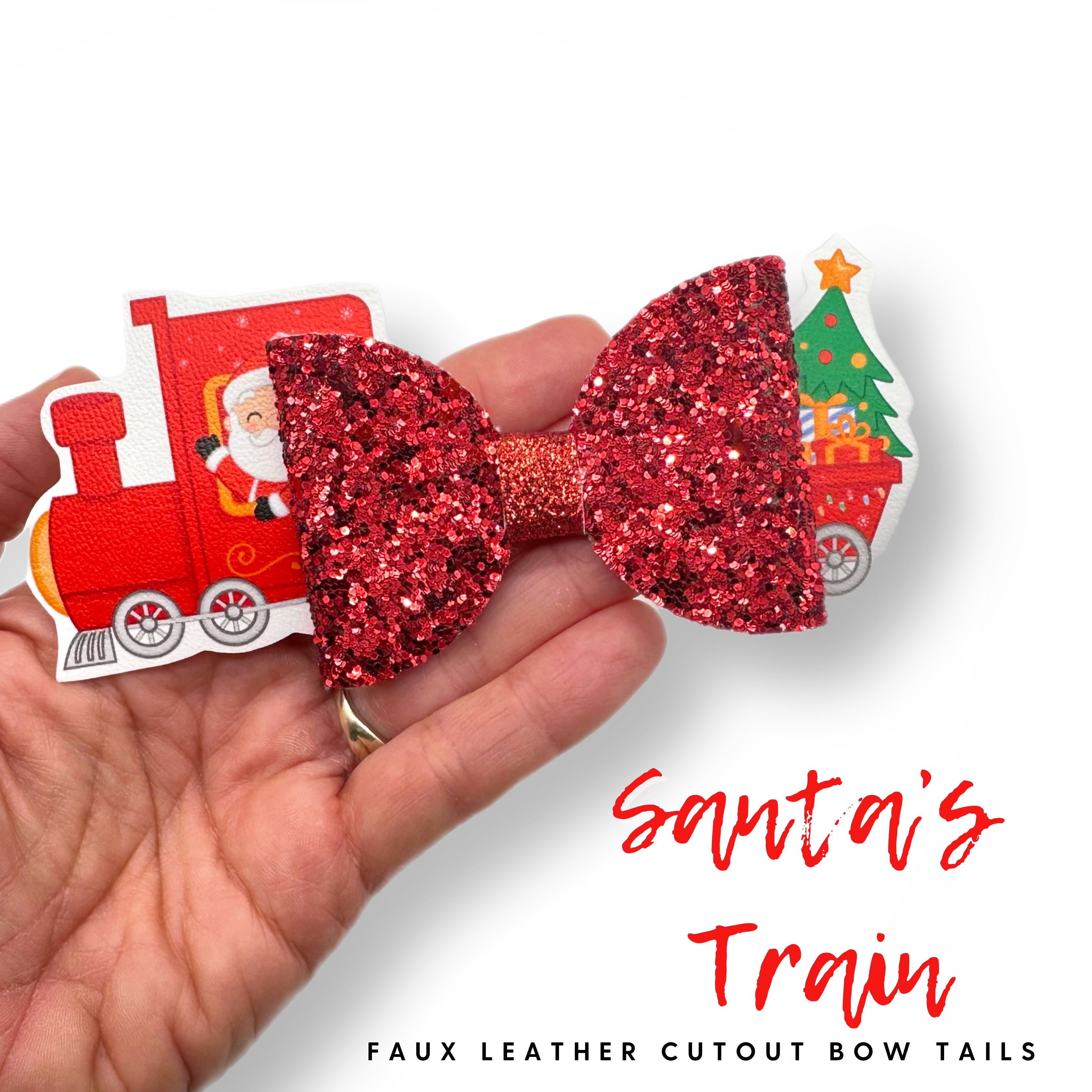 Santa Train DIY Bow Tails ONLY Faux Leather Craft Cutout Sheets