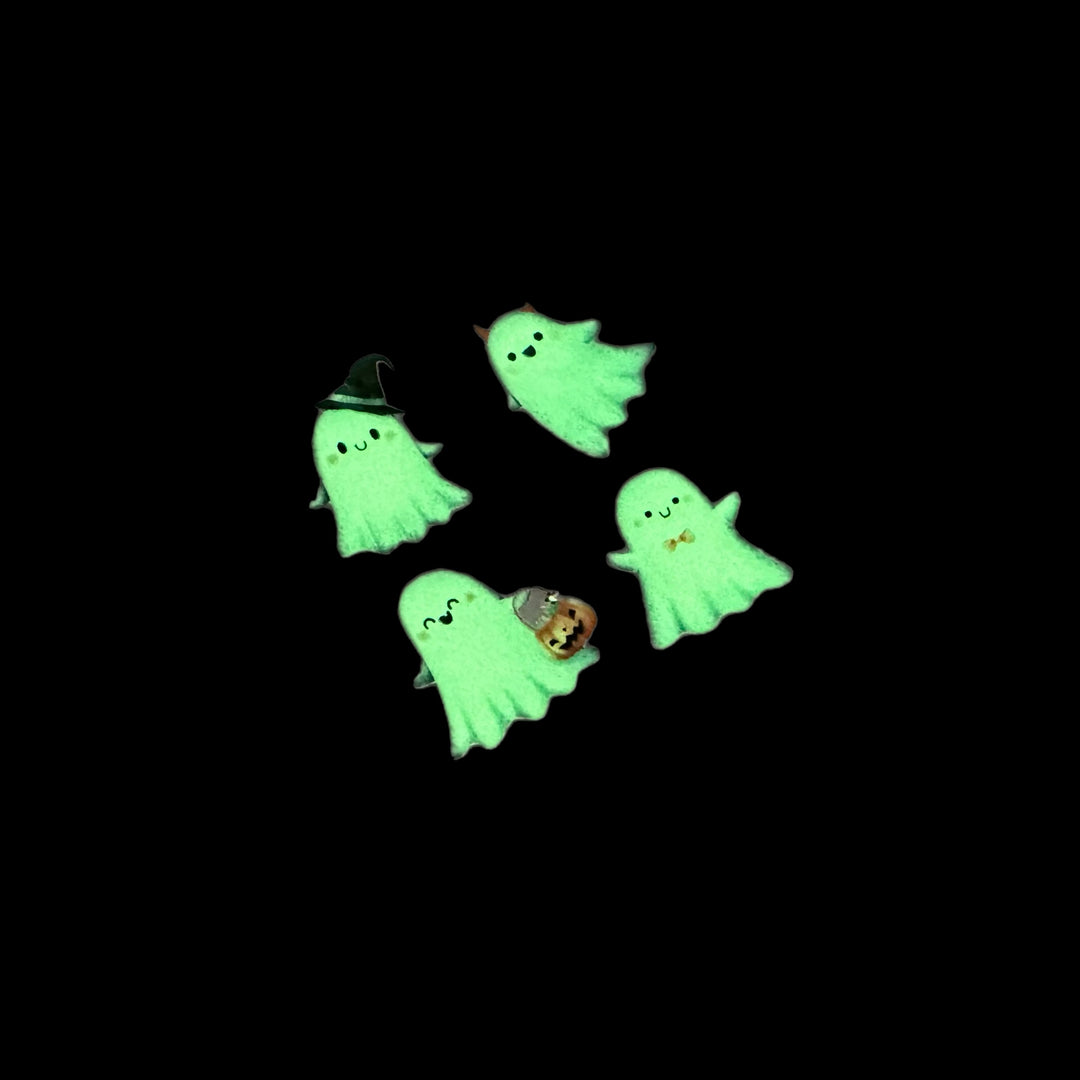 Glow in the Dark Ghosties HTV Iron on Bow Transfers- SET of 4