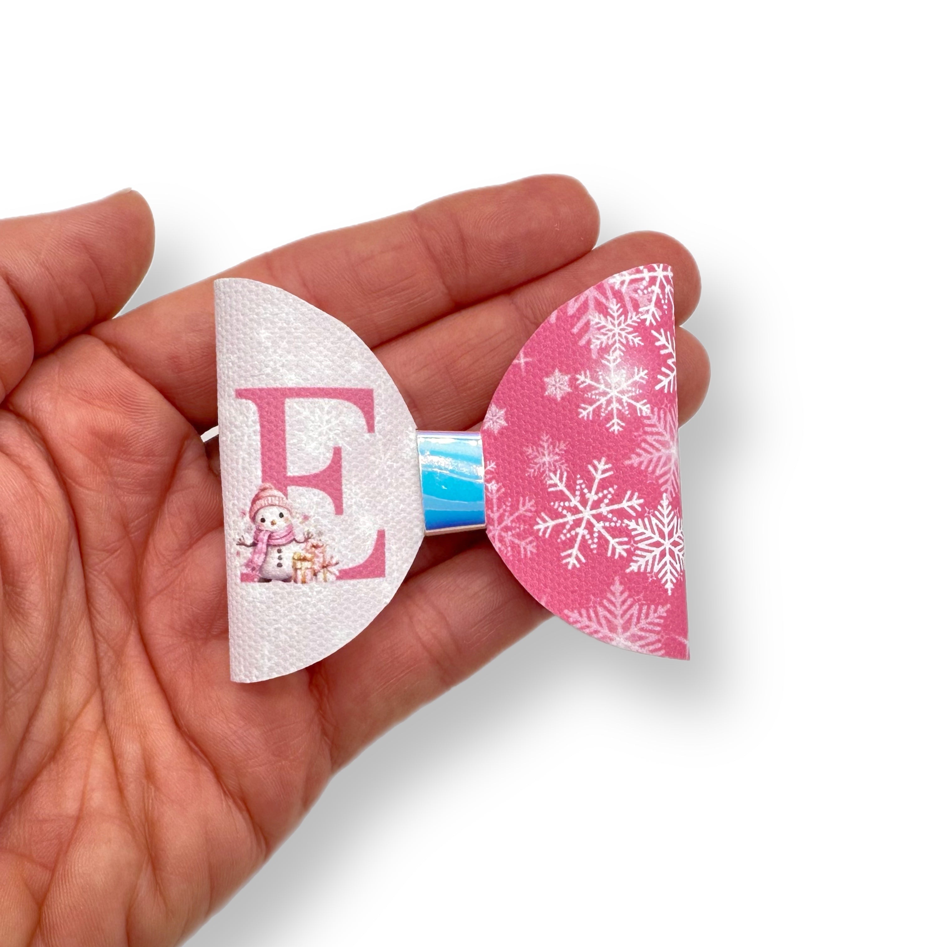Pink Snowman Letters Initials | 3.5” Create your own Personalised Bow Loops