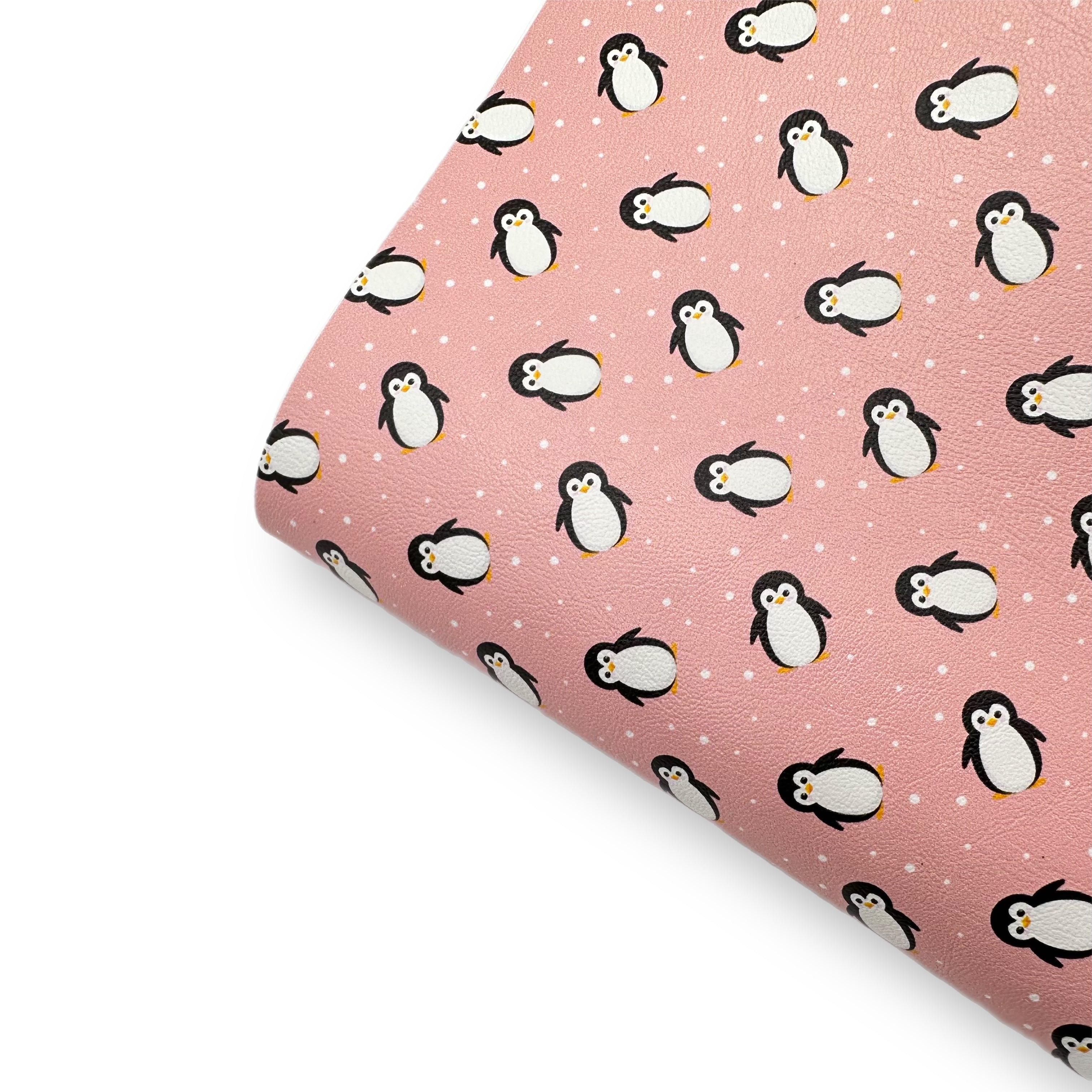 Little Pink Penguins Premium Faux Leather Fabric Sheets