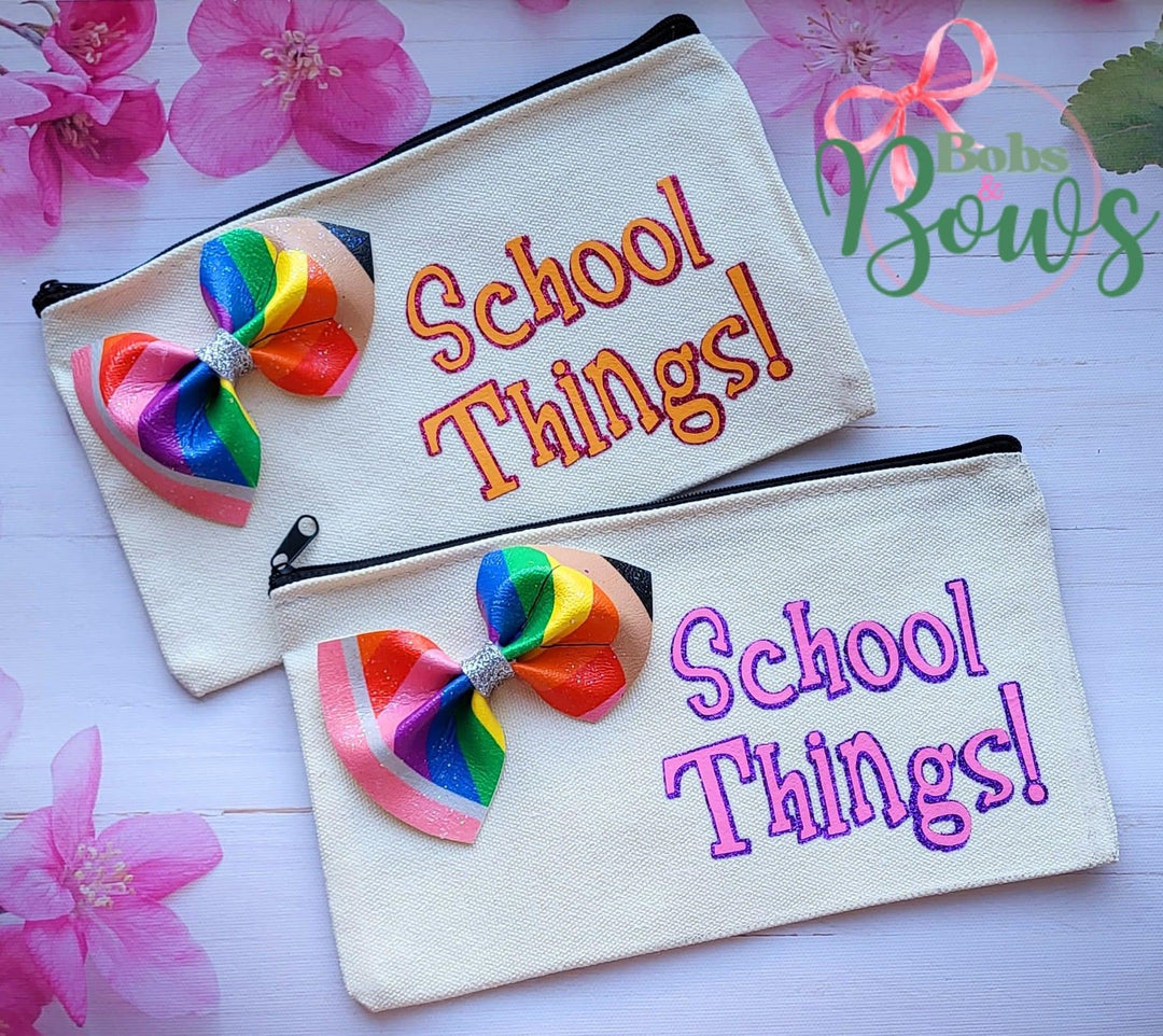 Rainbow Pencil Pinch Bow DIY Cutout Faux Leather Fabric Sheet