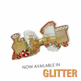 Gingerbread Express Train Embroidered Bow Tails