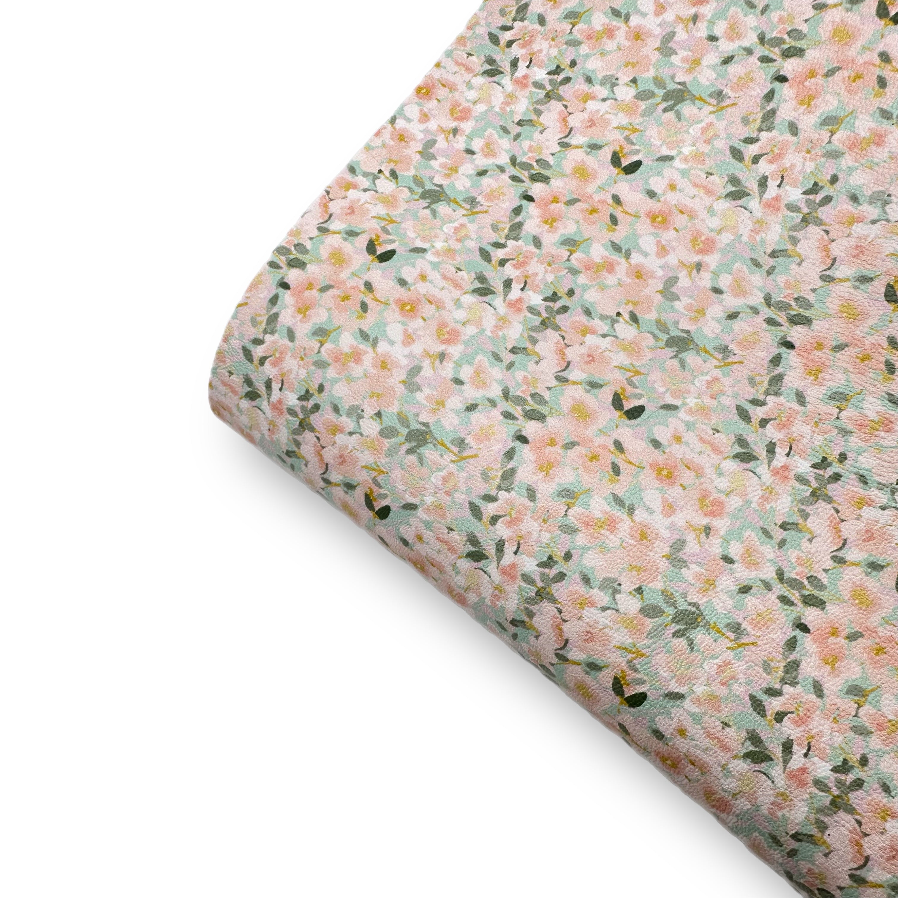 Peach & Mint Florals Premium Faux Leather Fabric Sheets on