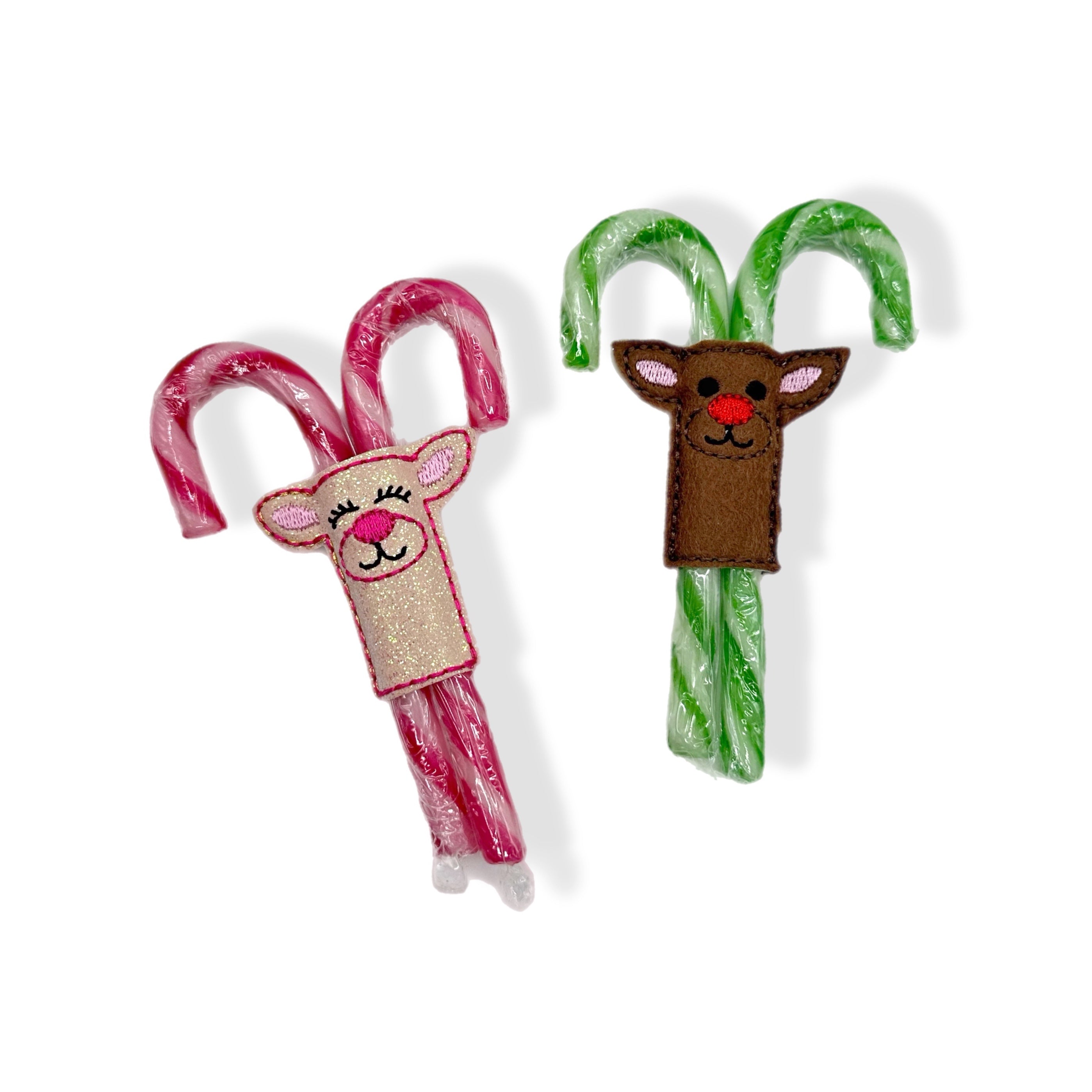 Mr & Mrs Reindeer | Mini Candy Cane Cuties Feltie Treat Holders