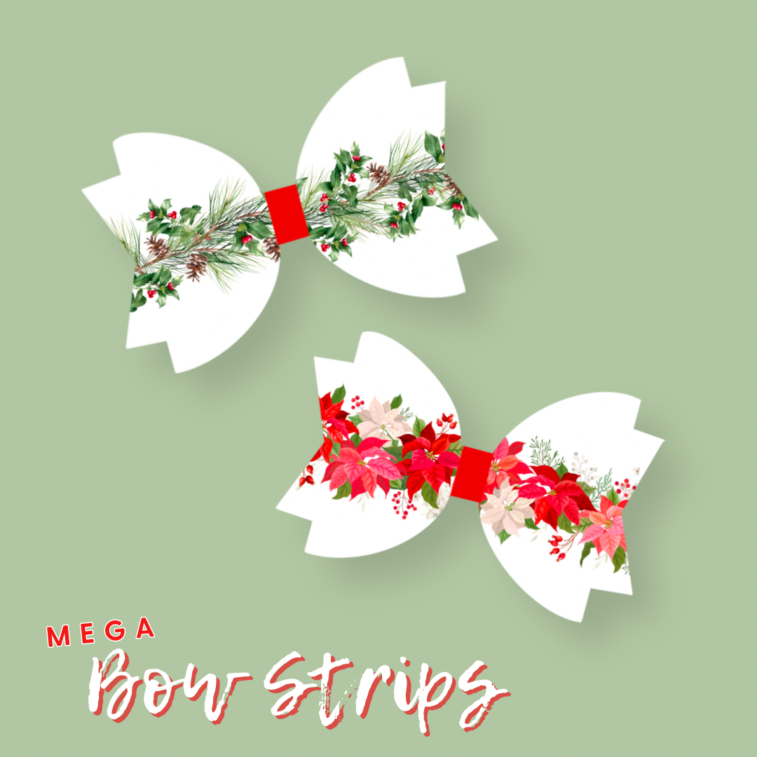 Poinsettia Garland Faux Leather - Mega Bow Strips