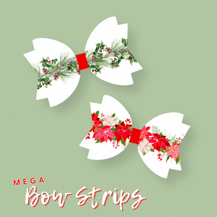 Poinsettia Garland Faux Leather - Mega Bow Strips